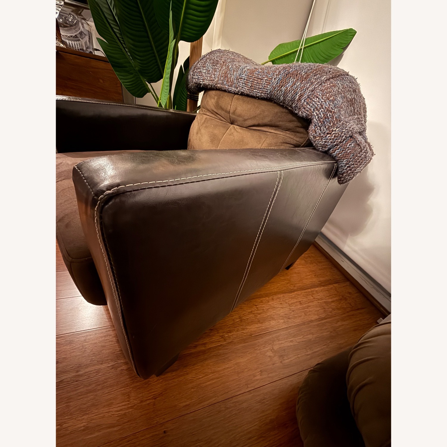 Leather/Suede Chocolate Brown Armchair - image-2