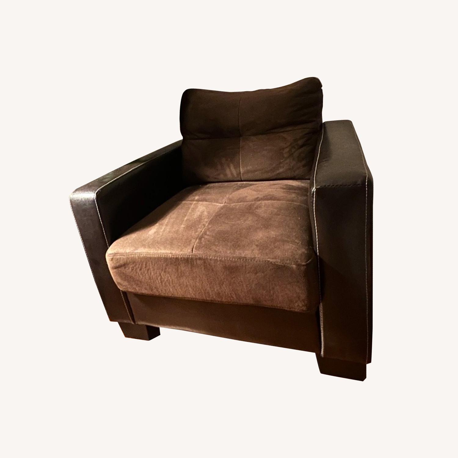 Leather/Suede Chocolate Brown Armchair - image-0