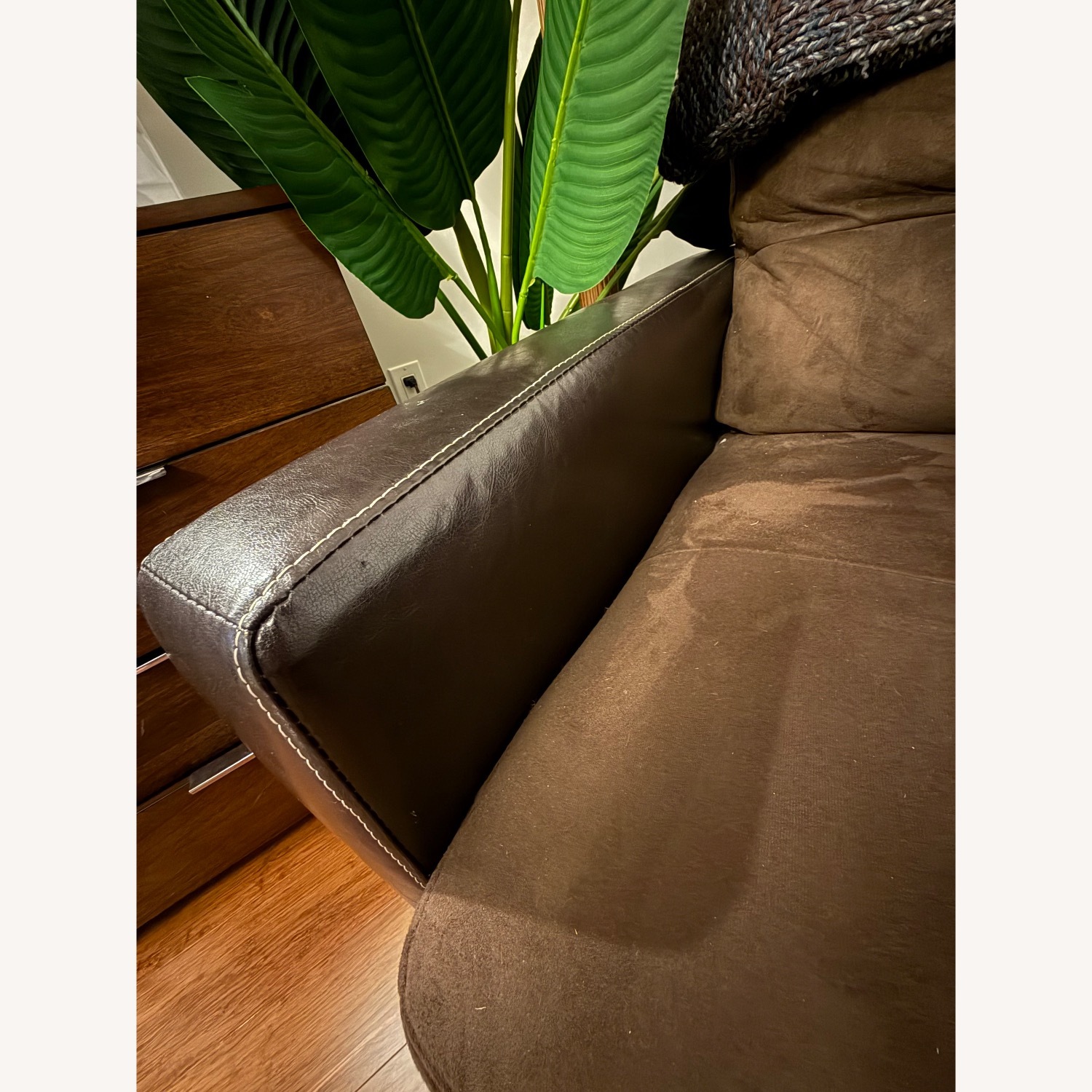 Leather/Suede Chocolate Brown Armchair - image-3