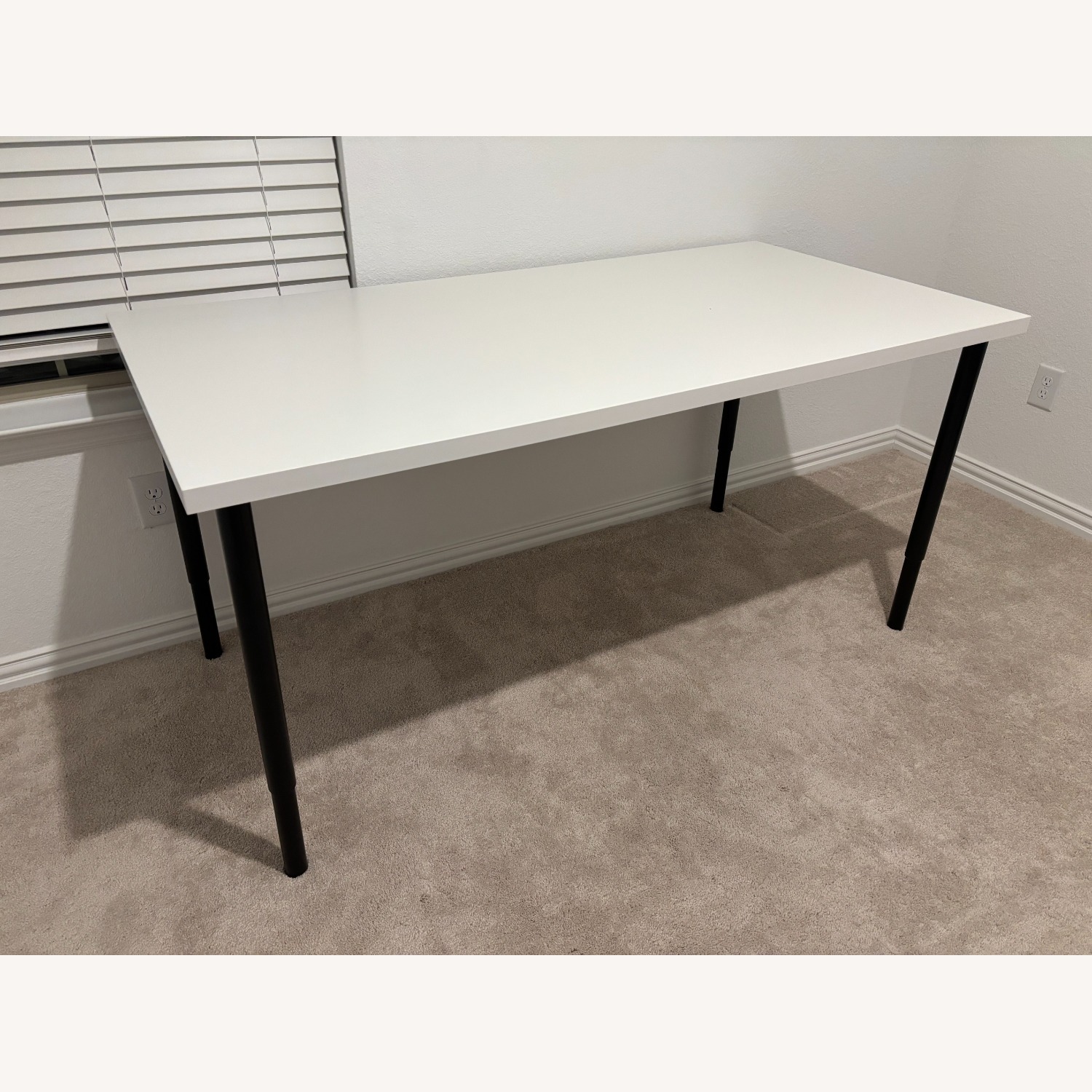 IKEA White Desk with Adjustable Black Legs, in McKinney - image-1