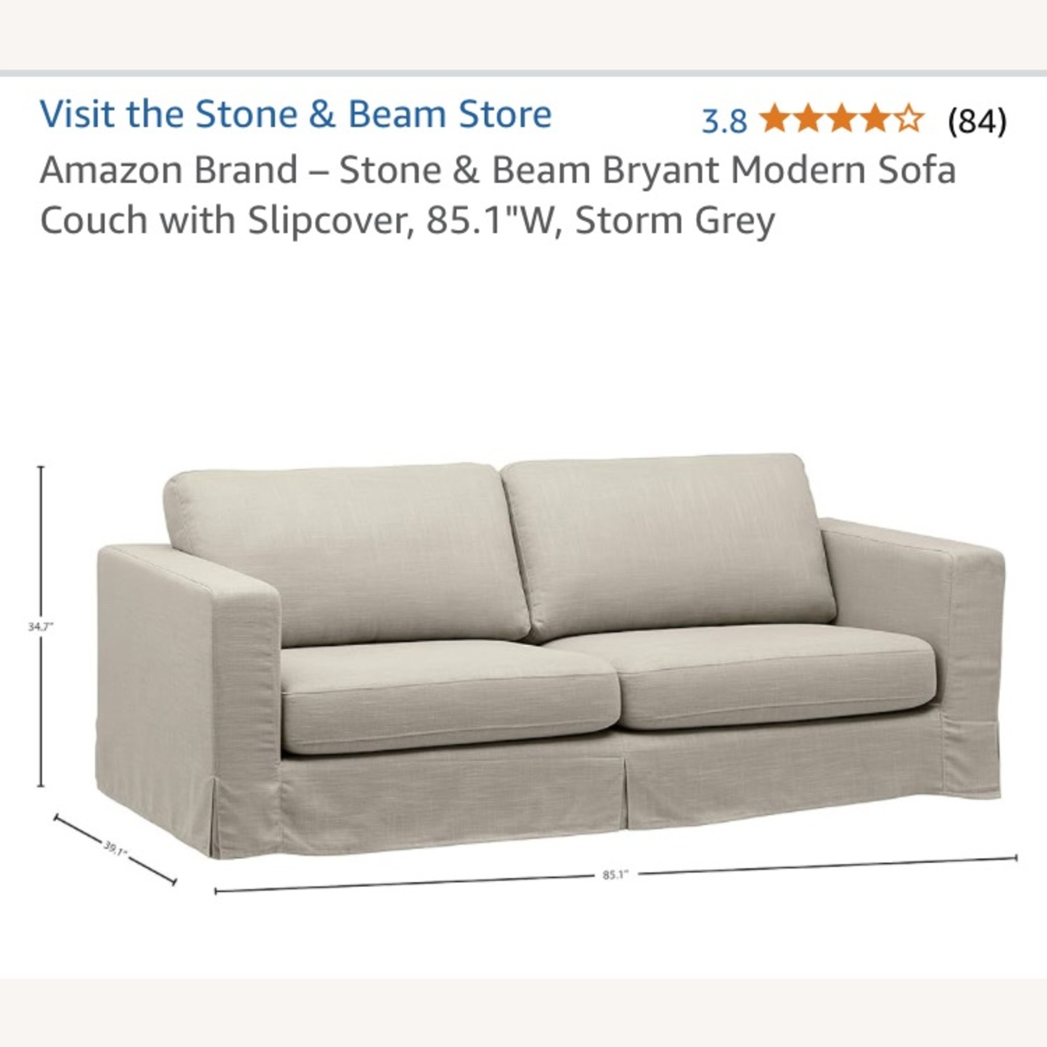 Stone & Beam Sofa Couch Storm Grey - image-3