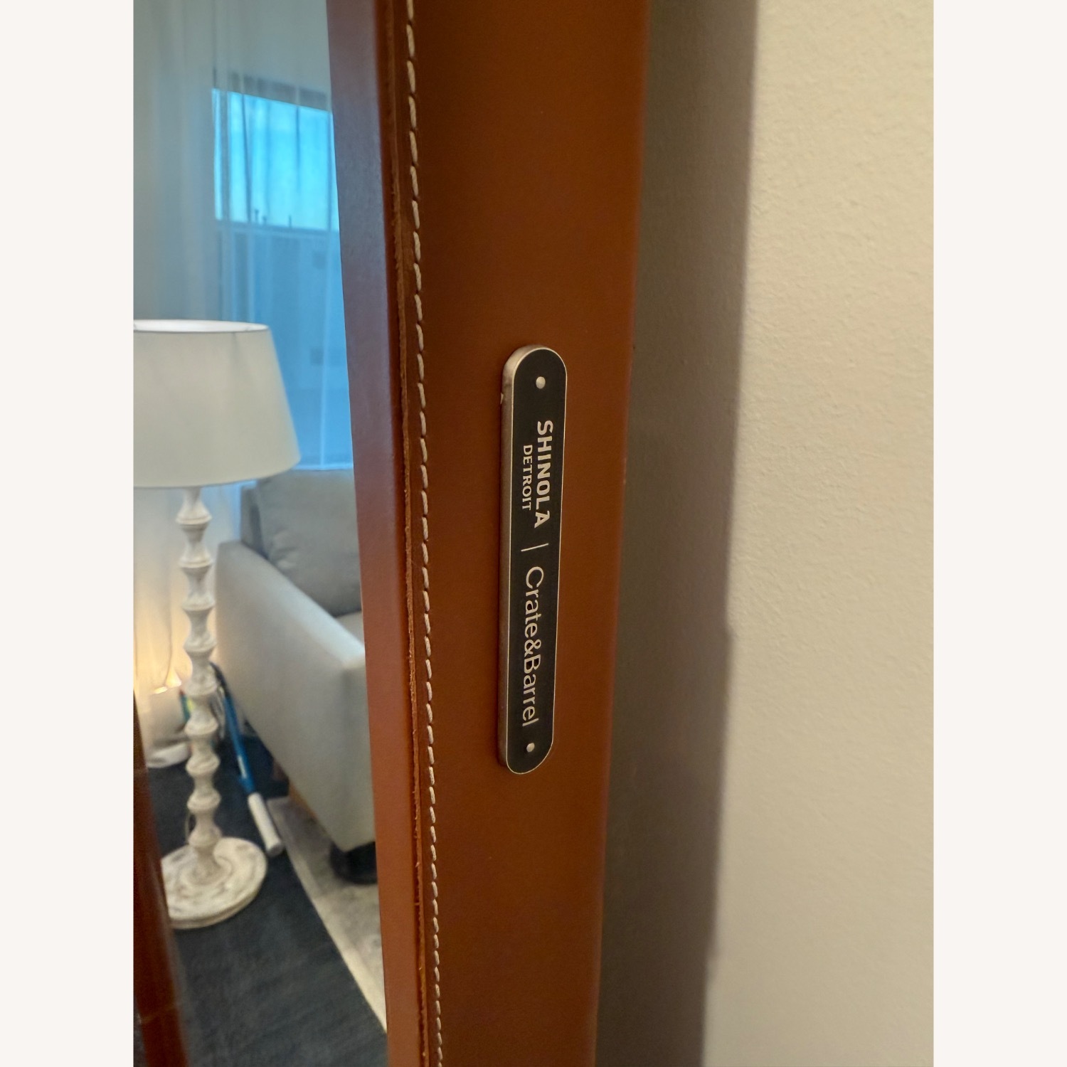 Crate & Barrel Shinola Leather Extra-Large Floor Mirror - image-3
