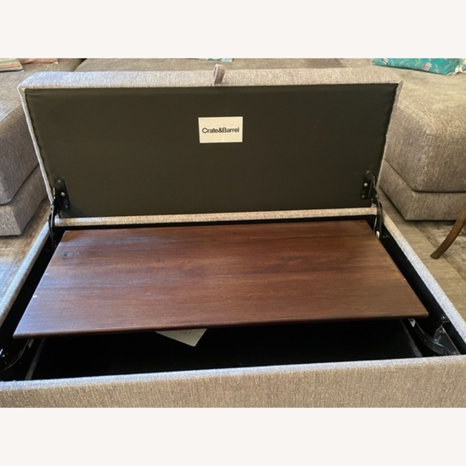 Crate & Barrel Gather Deep Storage Ottoman W Tray - image-4
