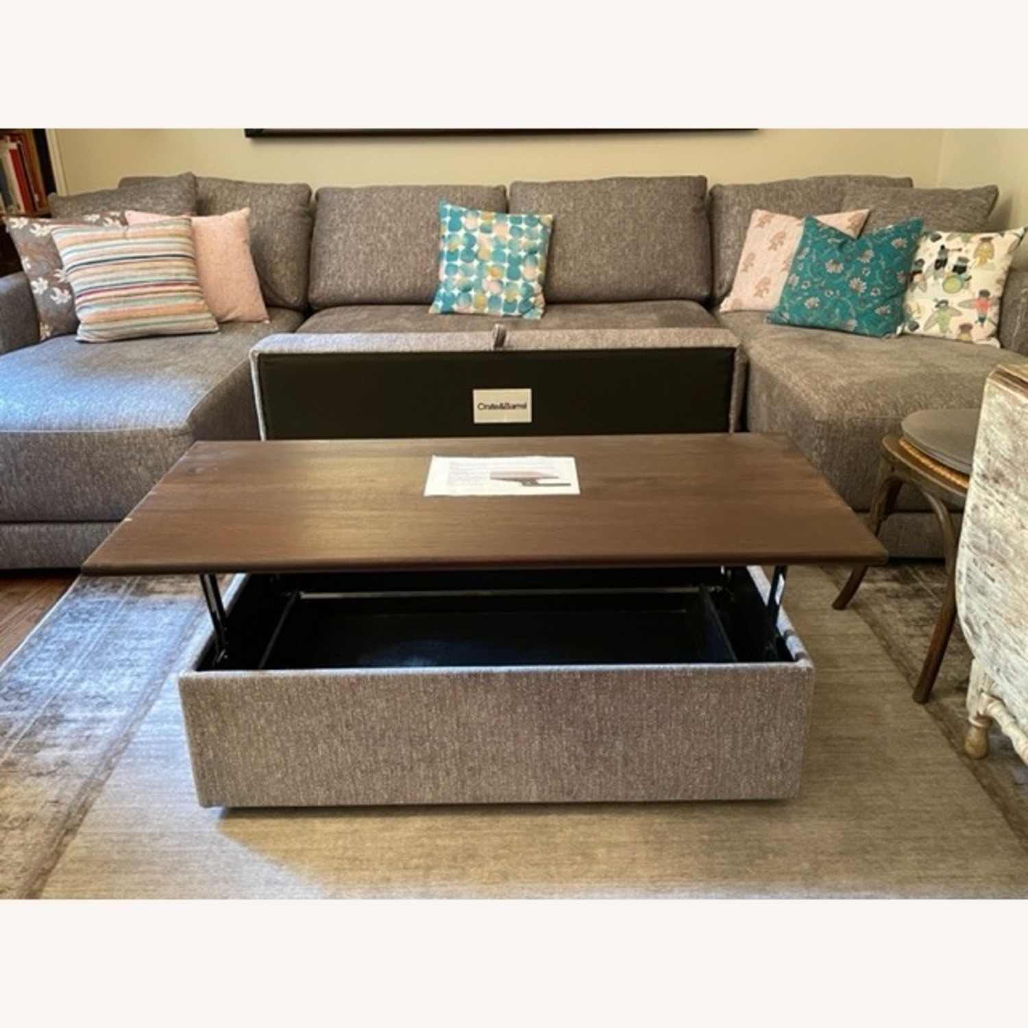 Crate & Barrel Gather Deep Storage Ottoman W Tray - image-13