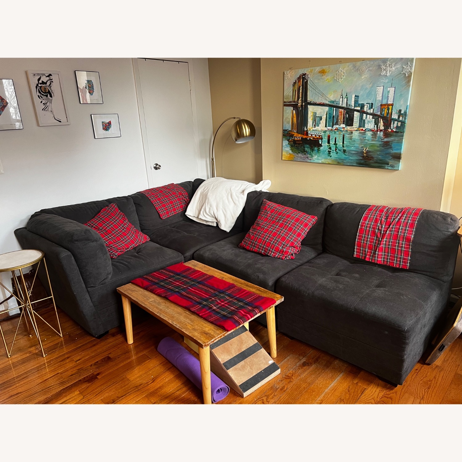 4 Piece Modular Comfy Sectional Sofa Dark Grey - image-4