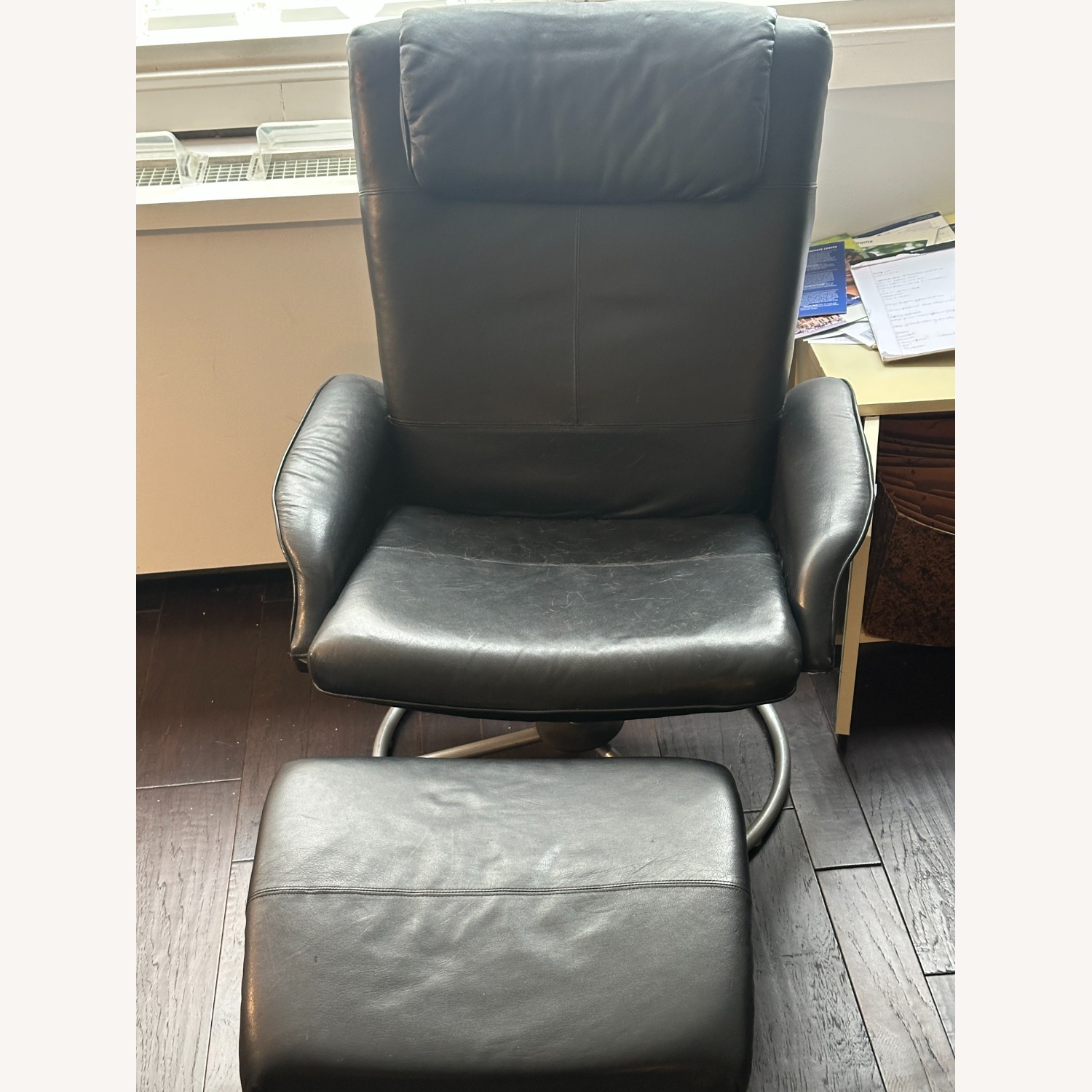 IKEA Black Malung Reclining Chair with Footstool - image-1