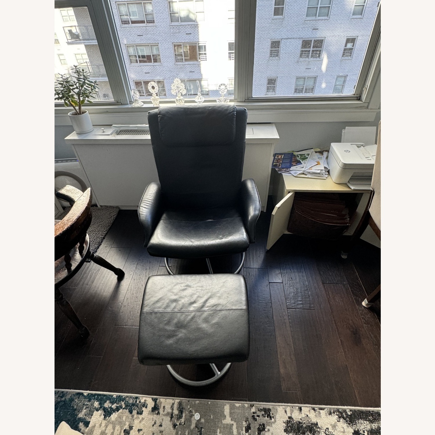 IKEA Black Malung Reclining Chair with Footstool - image-2