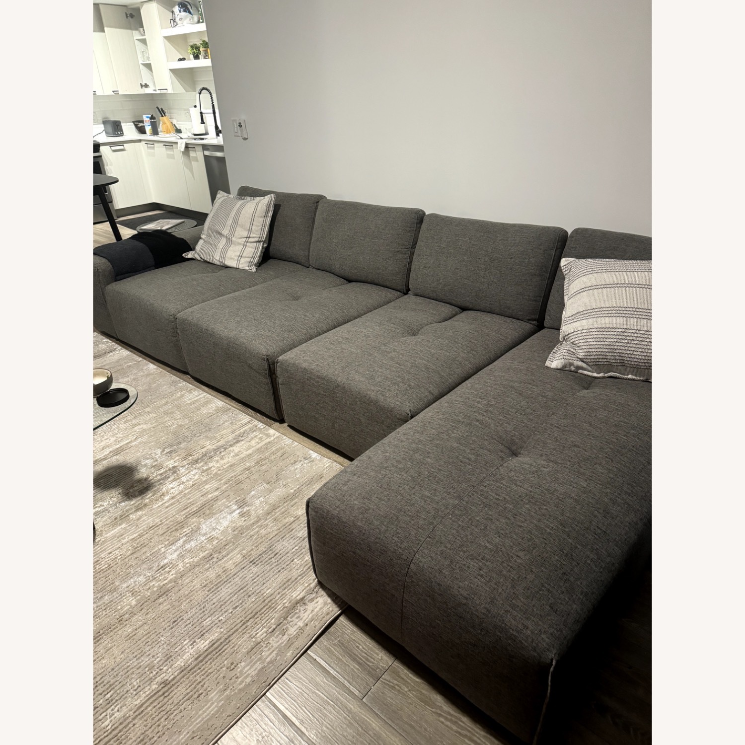 Rooms To Go Laney Park L Shape Gray Couch - image-3