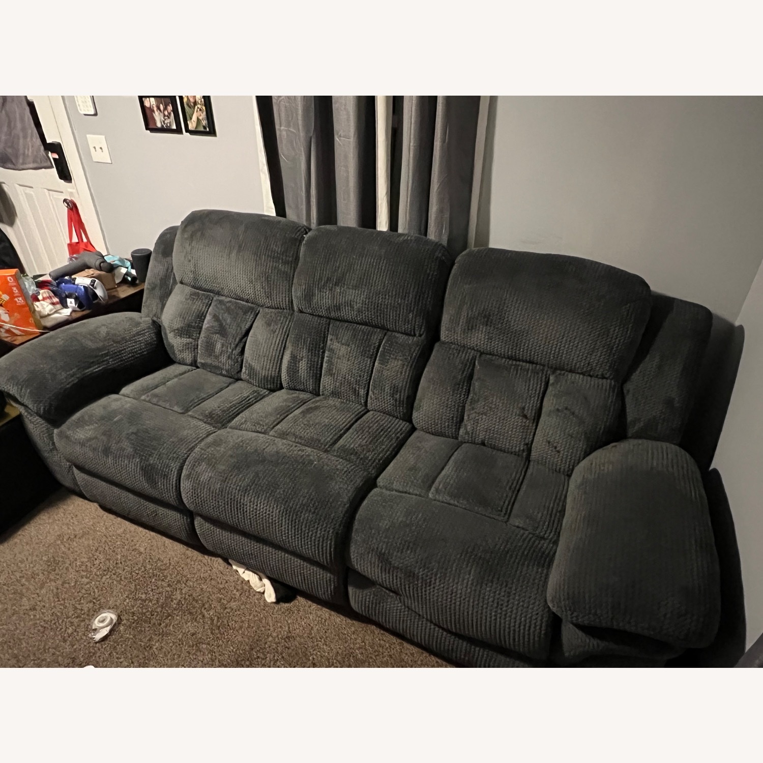 Bob's Discount Furniture Trevor Gray 90'' Reclining Sofa - image-1