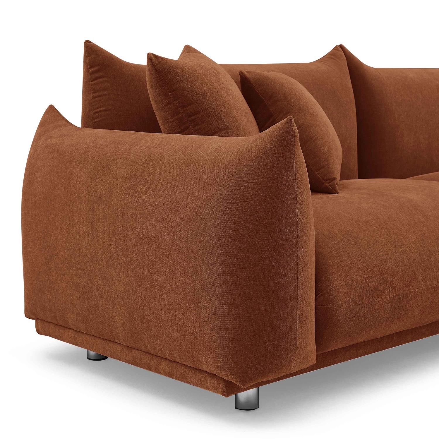 Arnya Rust Boucle Sofa with Pillows - image-4