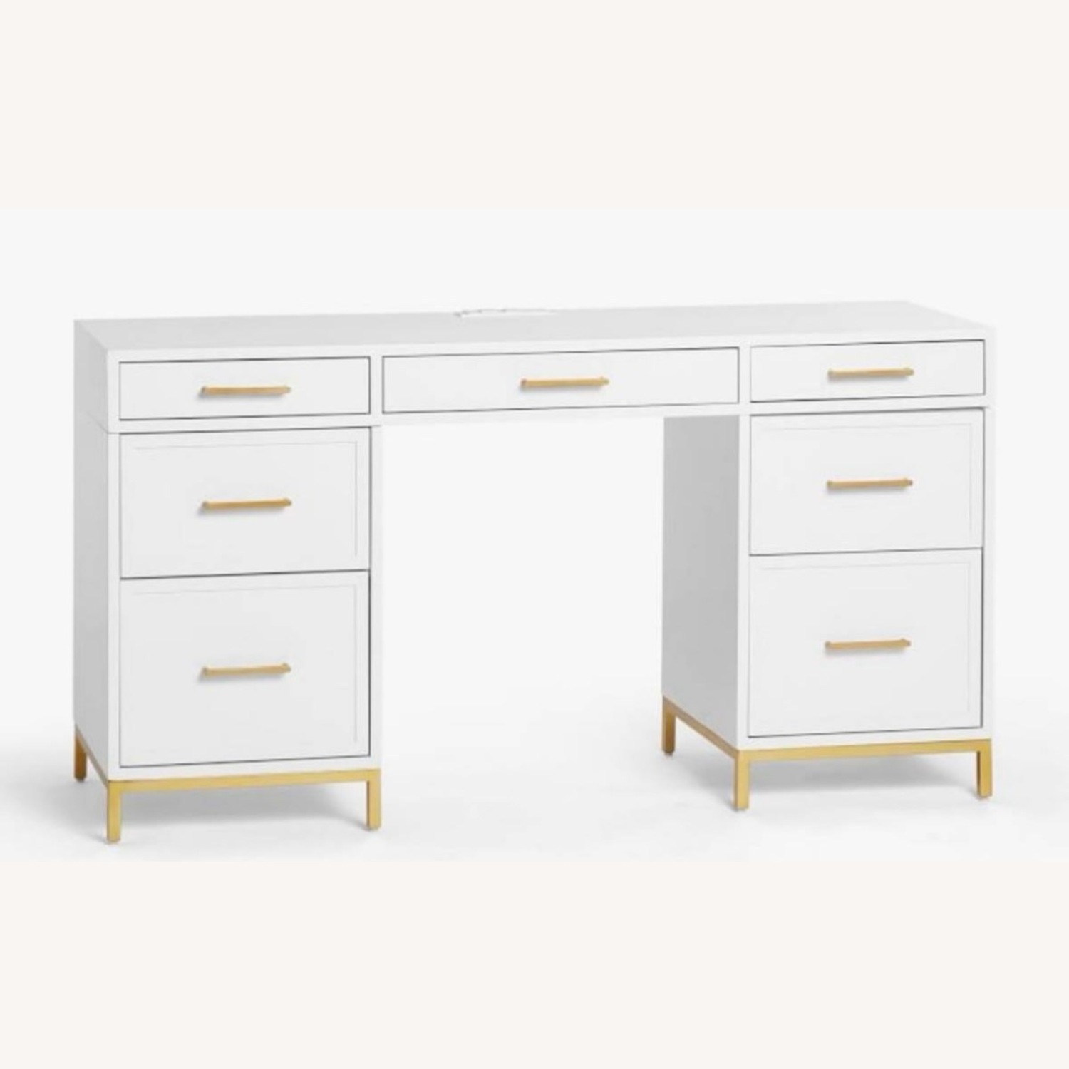 Pottery Barn White Desk with Gold Accents - image-2