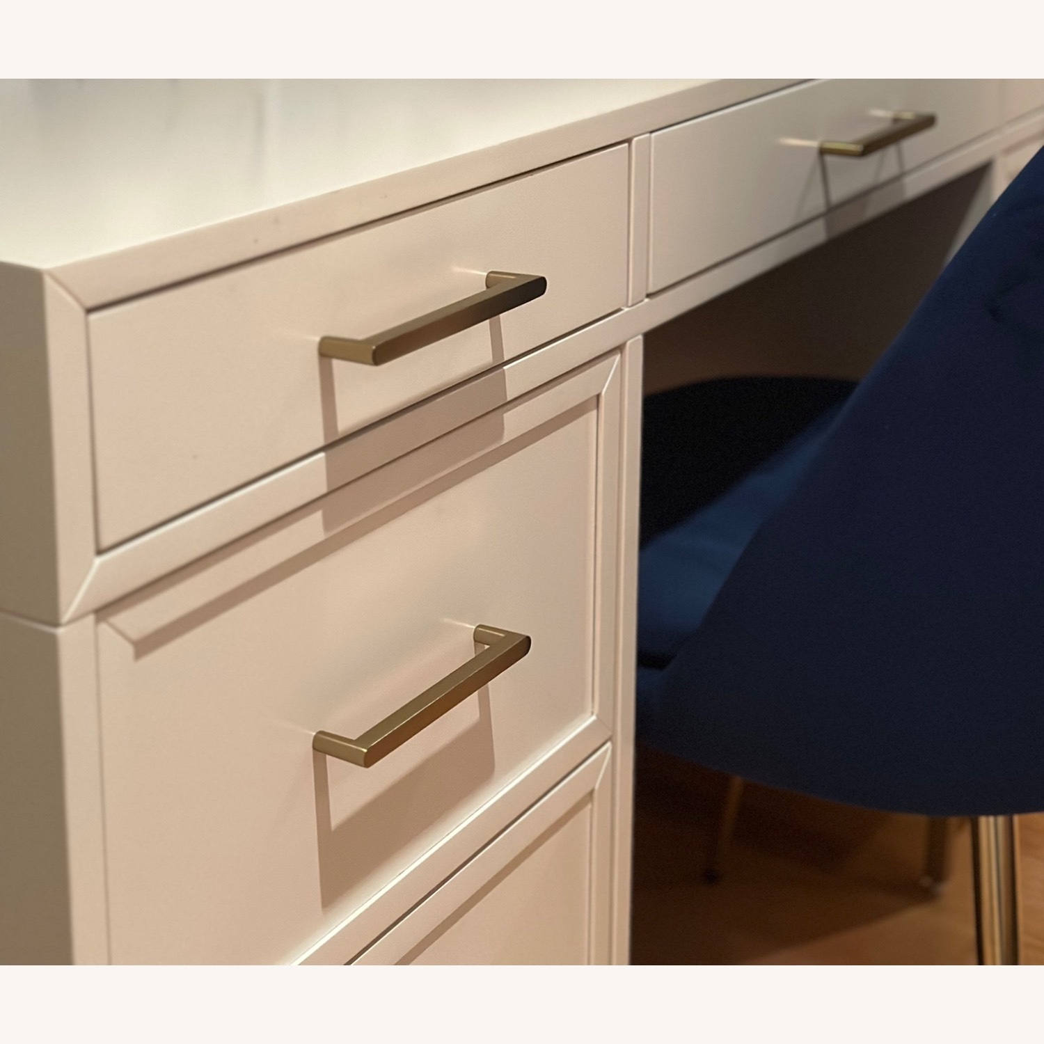 Pottery Barn White Desk with Gold Accents - image-3