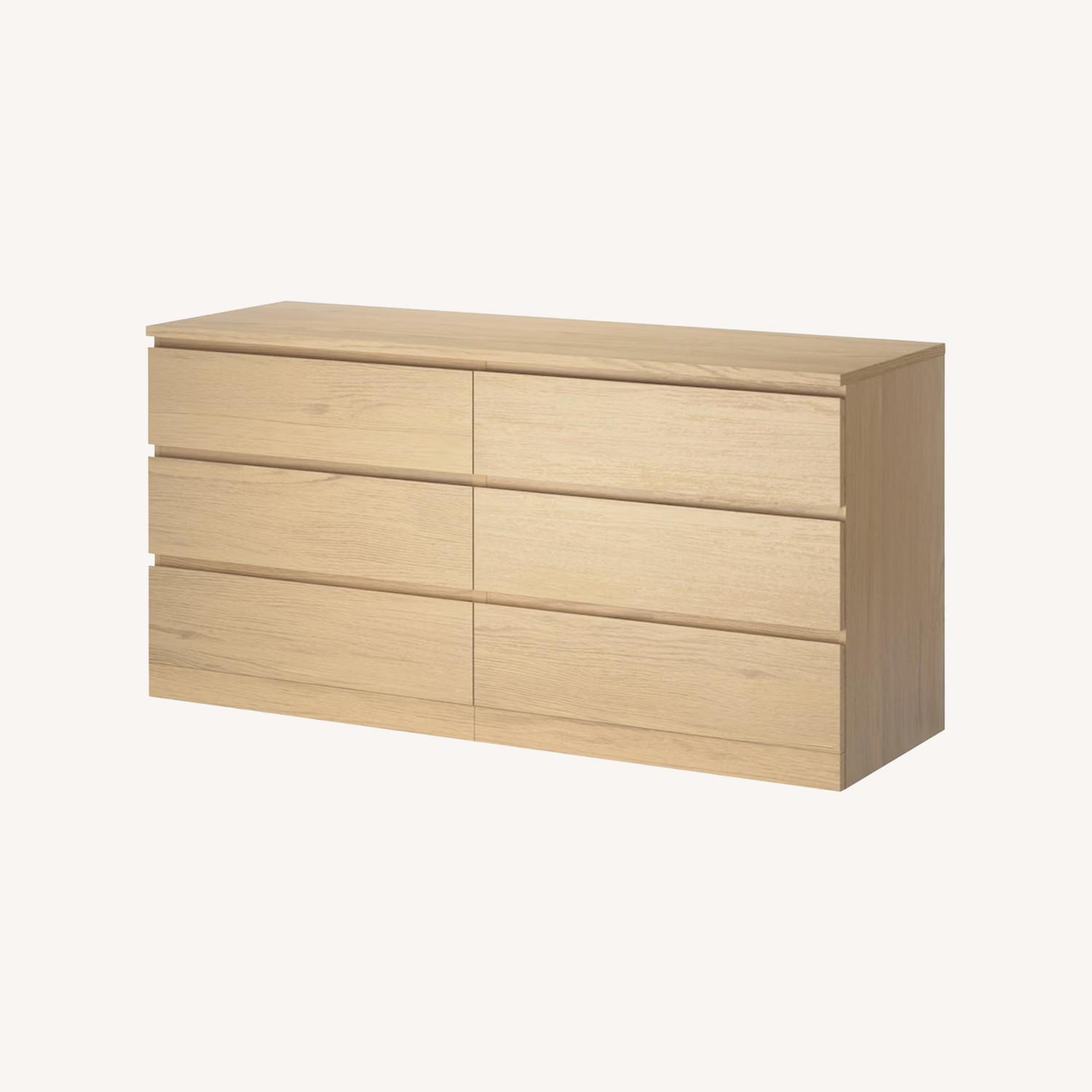 IKEA MALM 6-drawer Dresser, Stained Oak Veneer - image-0