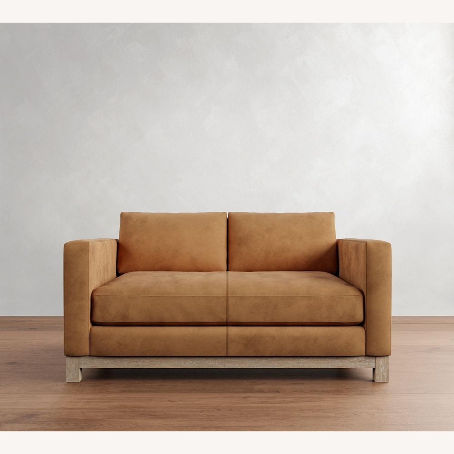 Pottery Barn Jake Leather Sofa Wood Base  - image-7