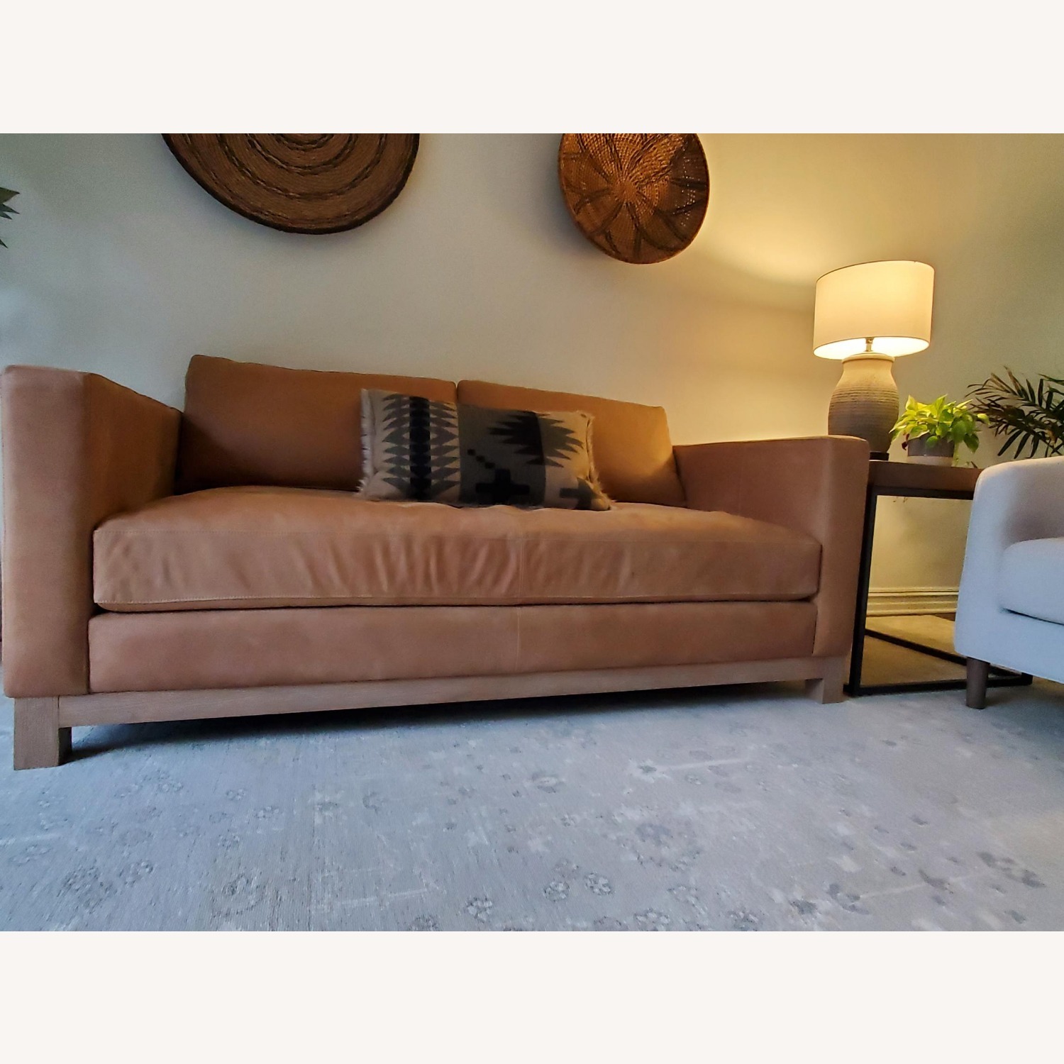 Pottery Barn Jake Leather Sofa Wood Base  - image-1