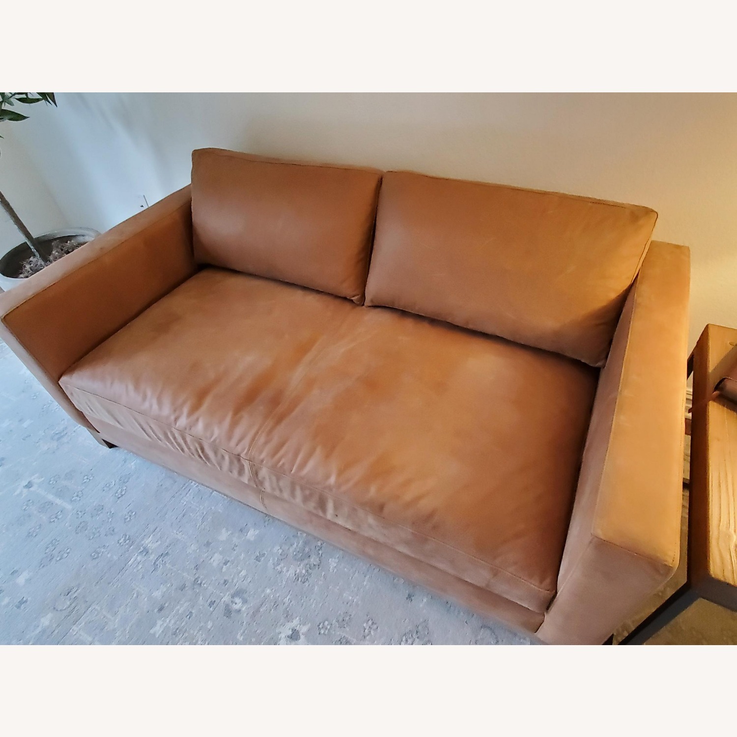 Pottery Barn Jake Leather Sofa Wood Base  - image-2