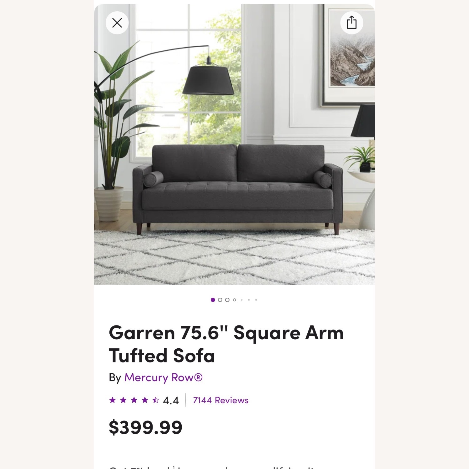 Garren 75.6'' Square Arm Tufted Sofa - image-1