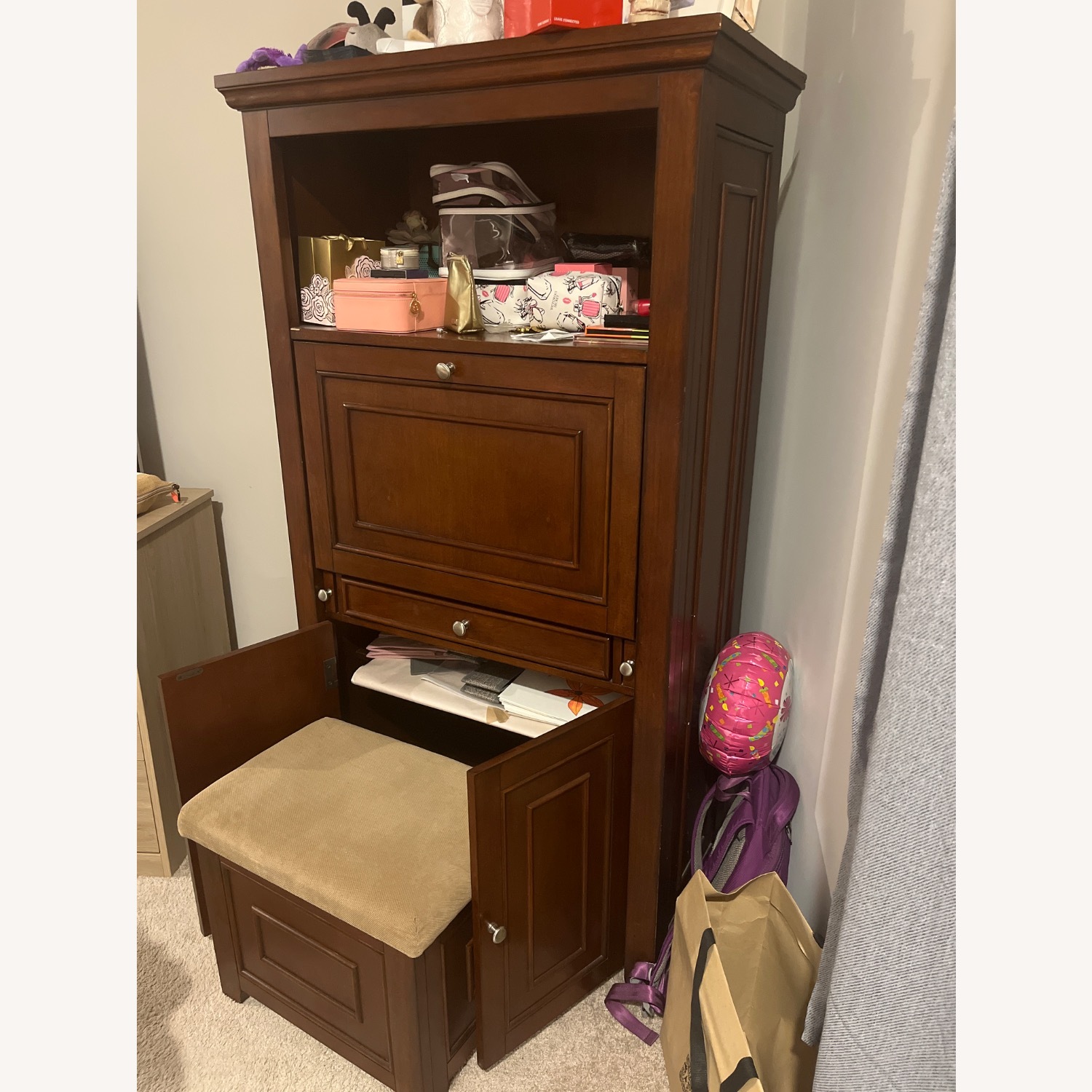Dark Brown Wood Desk - image-3