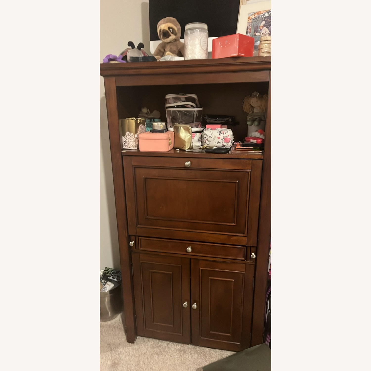 Dark Brown Wood Desk - image-1