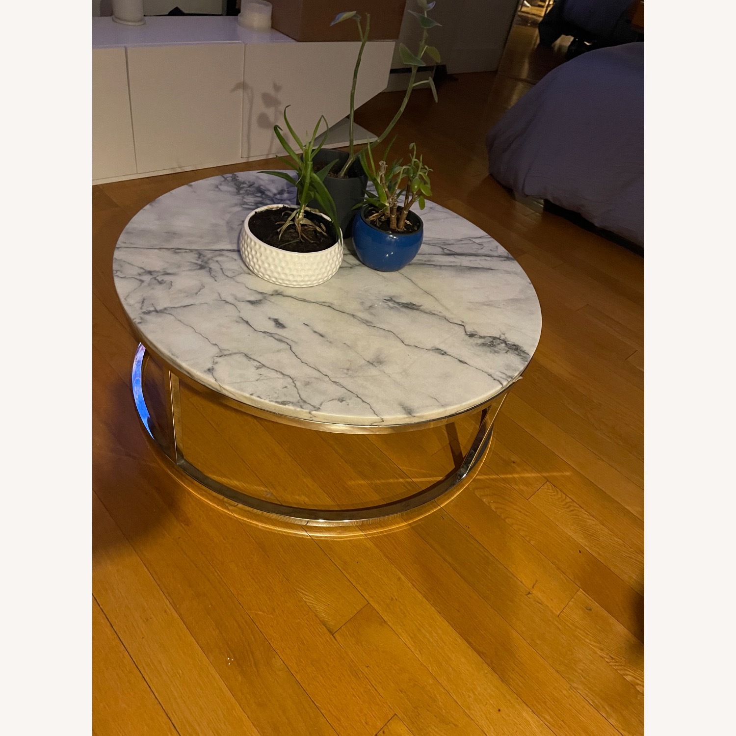 CB2 Smart 33" Round Marble Top Coffee Table - image-3