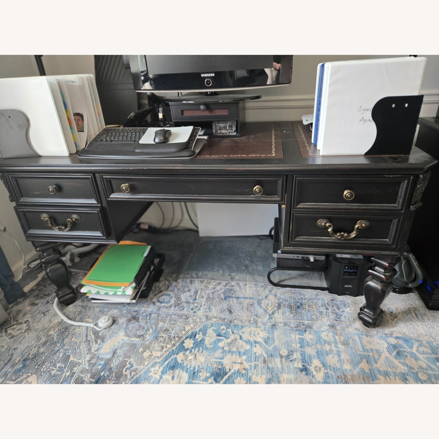Desk with Leather Inlay - image-1