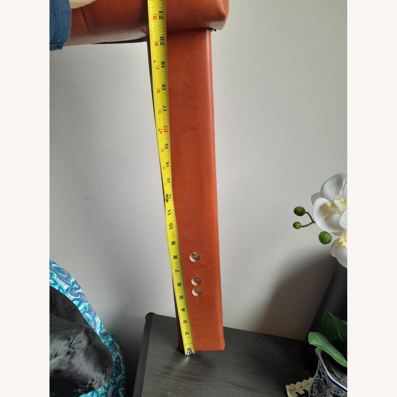 Queen Headboard, Red-orange Faux Leather - image-3