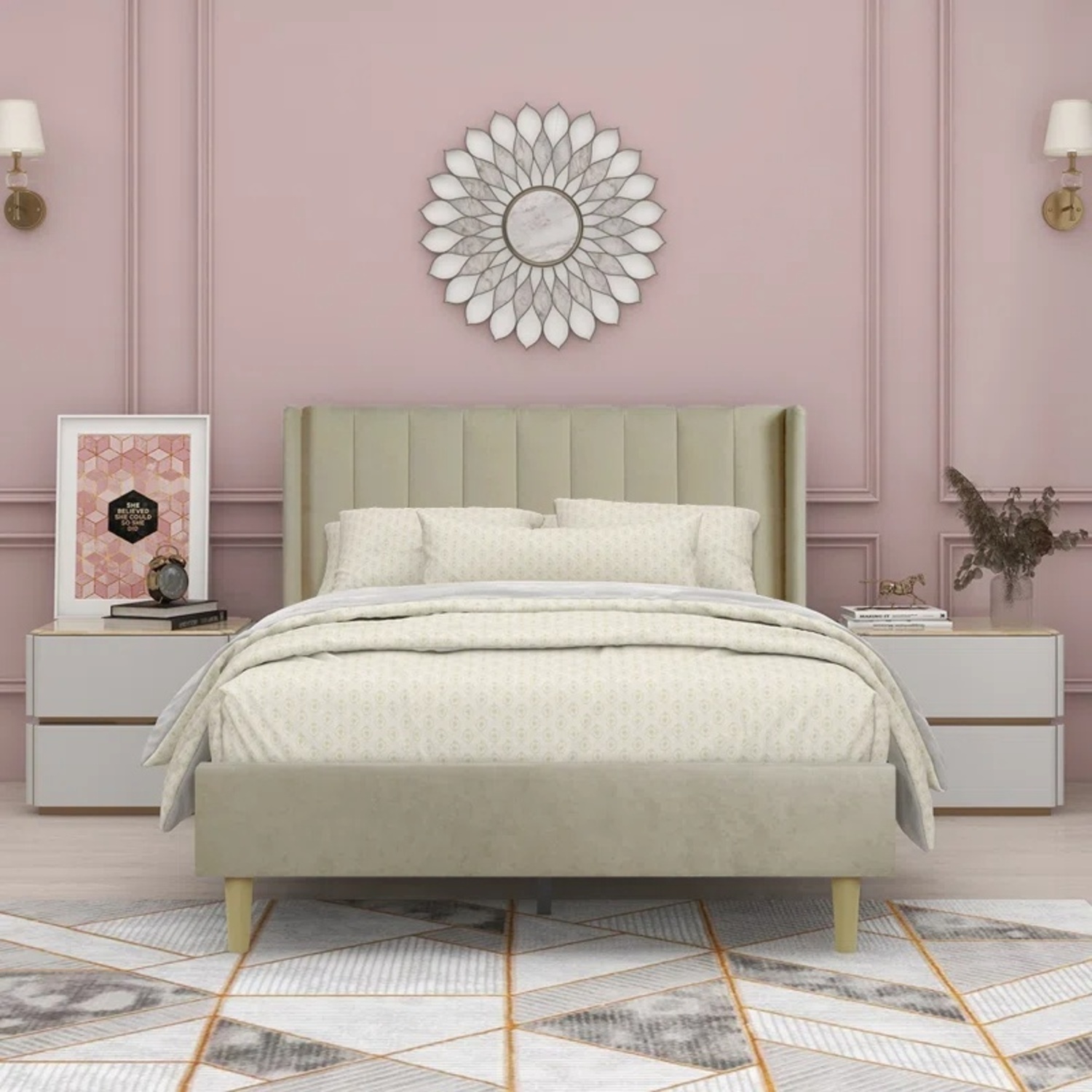 Wade Logan Eriksay Upholstered Platform Bed with Headboard - image-5