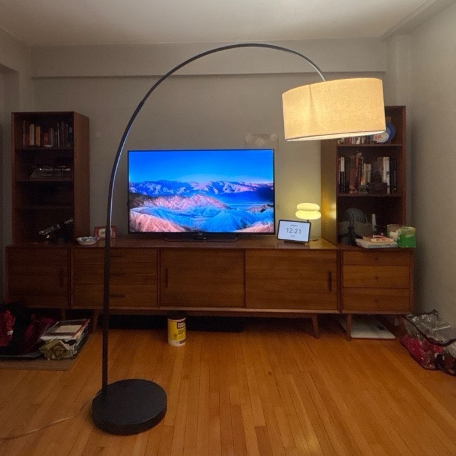 West Elm Overarching Linen Shade Floor Lamp (79”) - image-2