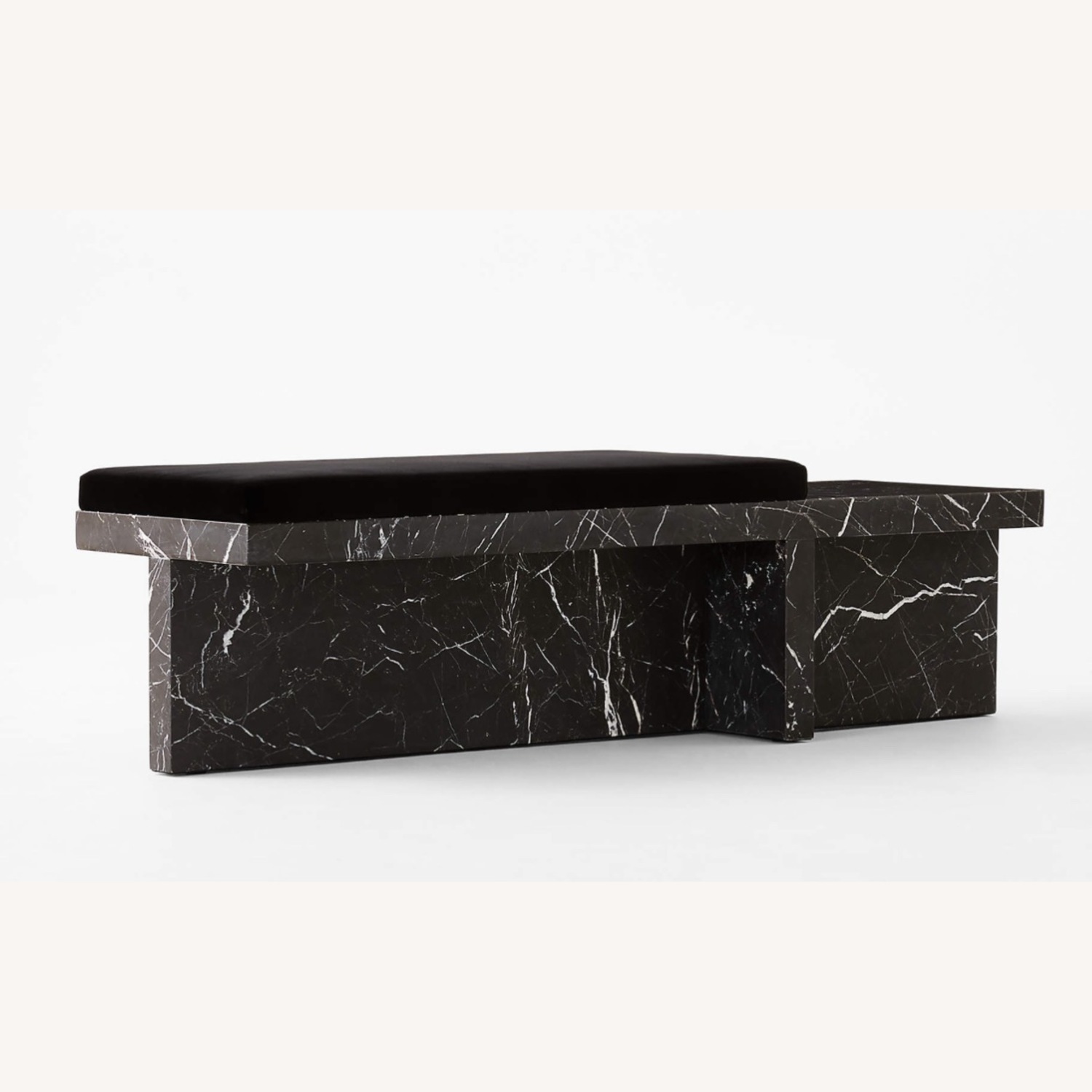 CB2 Black Marble Bench with Velvet Cushion - image-2