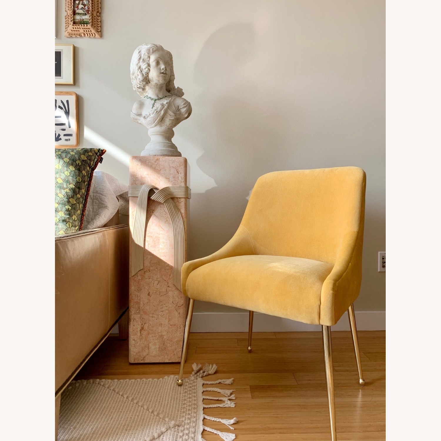 Anthropologie Yellow Velvet Elowen Armchair - image-1