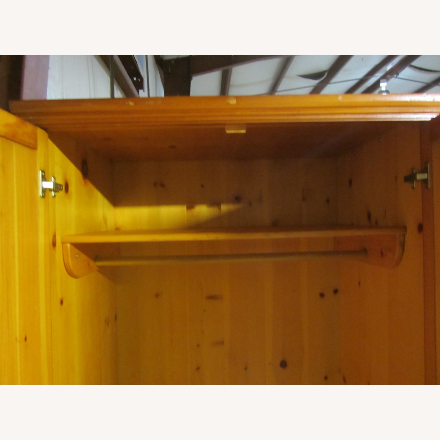 VTG Medium Honey Stained Wood Wardobe - image-5