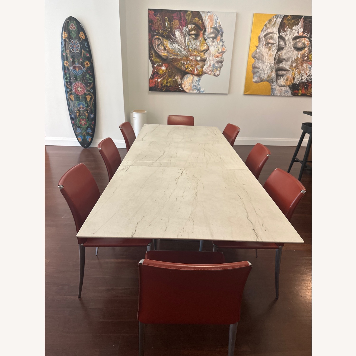 Domus Ventures Marble Dining Table with 8 Leather Chairs - image-2