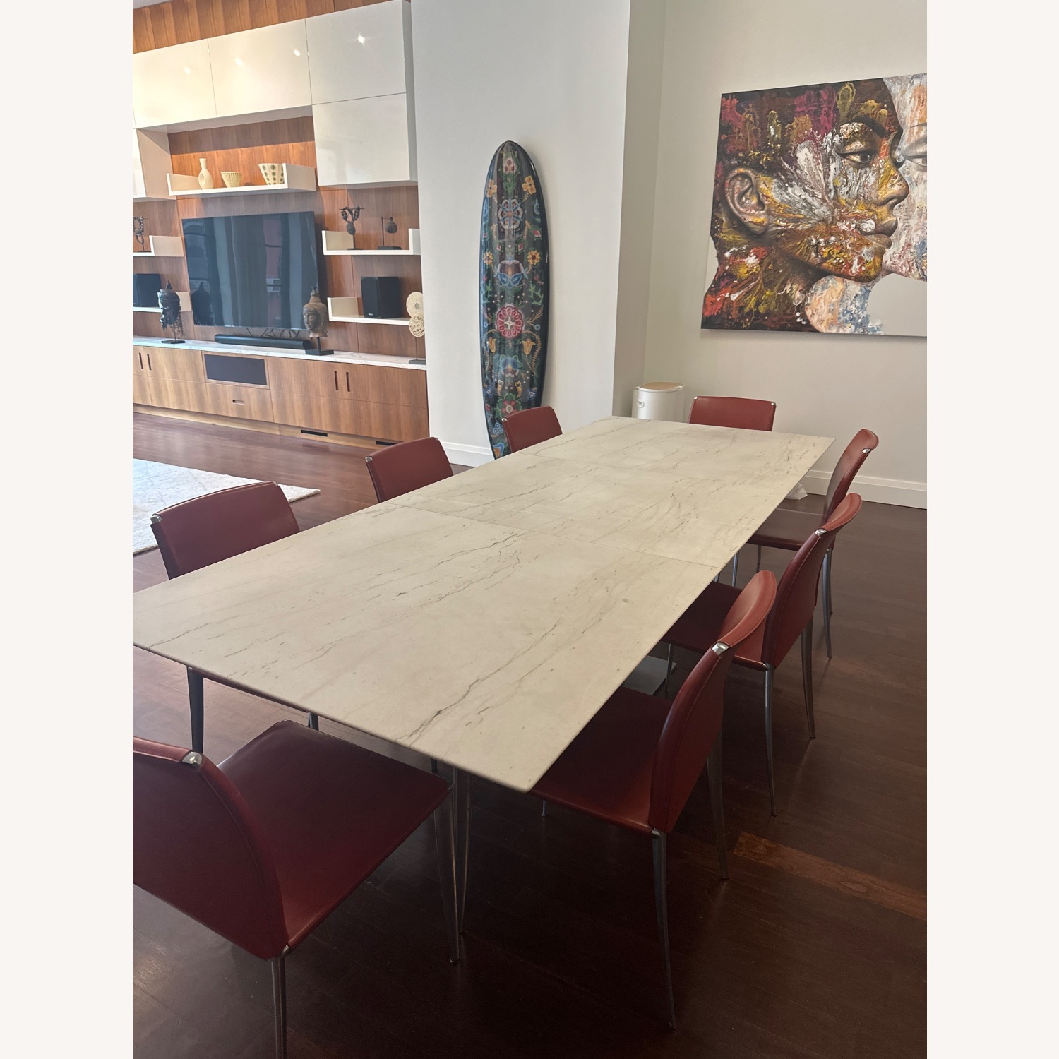 Domus Ventures Marble Dining Table with 8 Leather Chairs - image-1