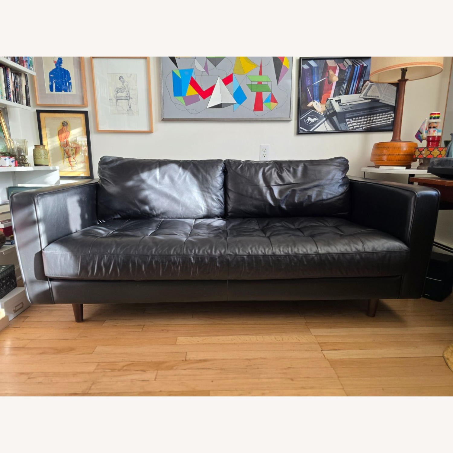Article Sven 72" Tufted Black Leather Loveseat - image-2