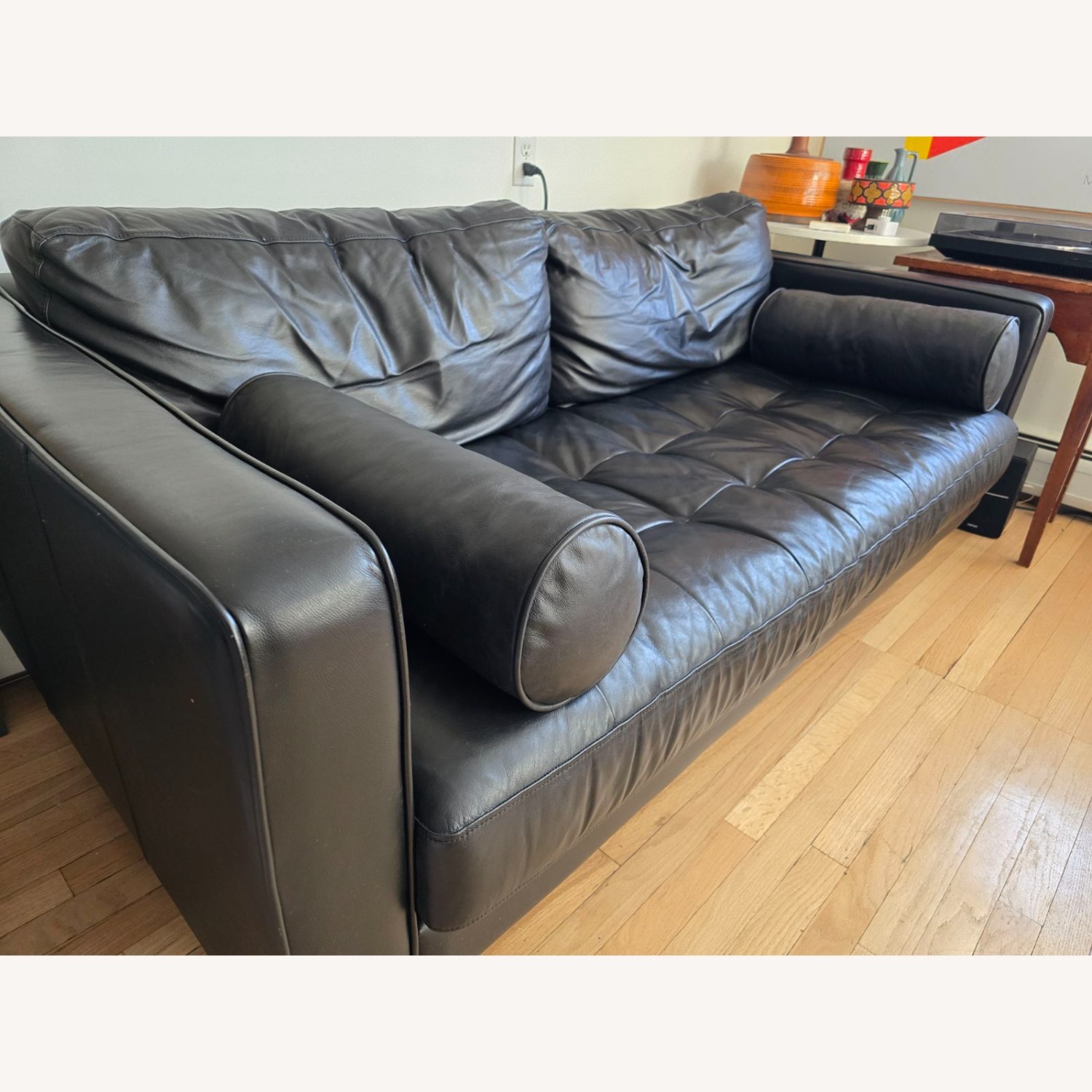 Article Sven 72" Tufted Black Leather Loveseat - image-4