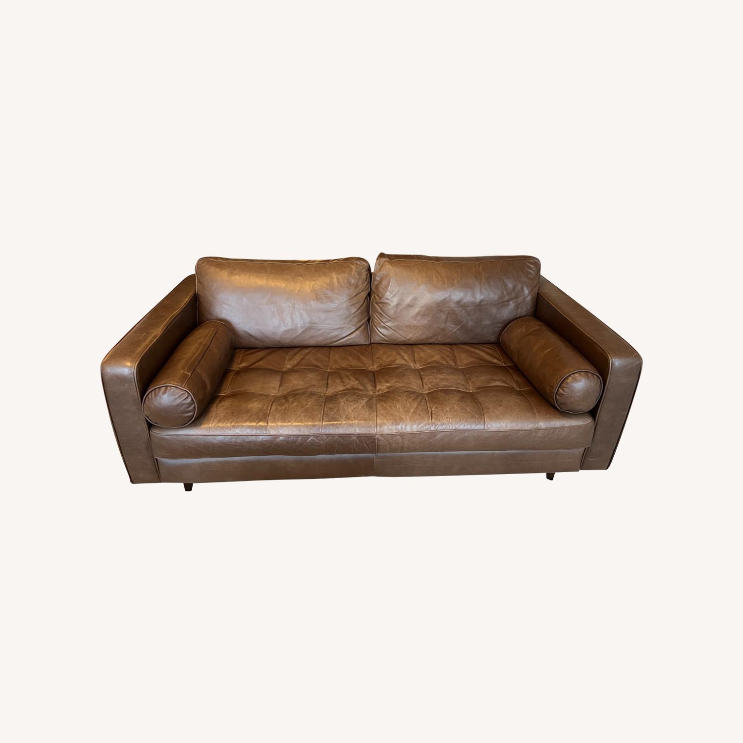 Article Sven Dark Brown Leather Couch 72" - image-0