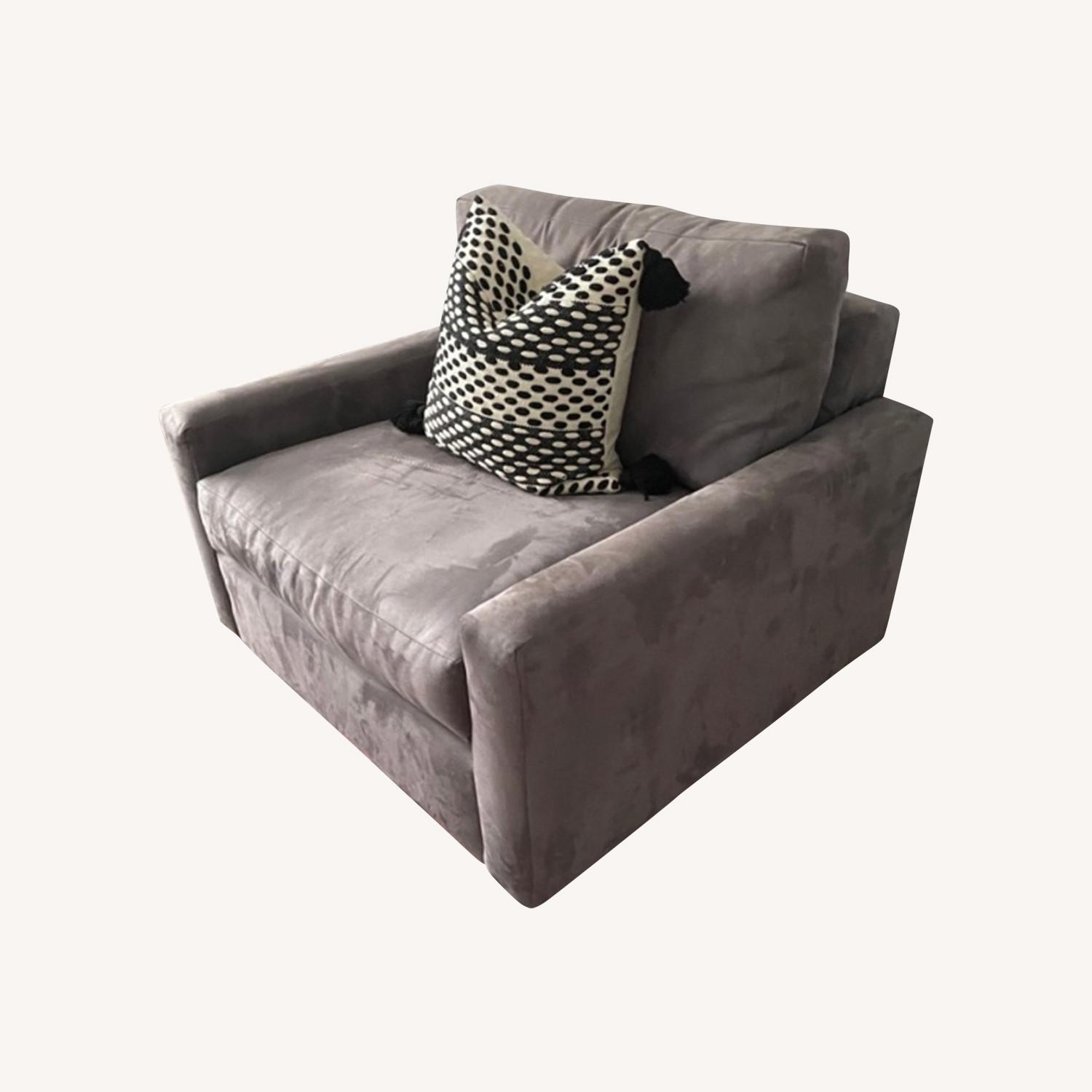 Extra Wide Grey Ultra-suede Armchair - image-0