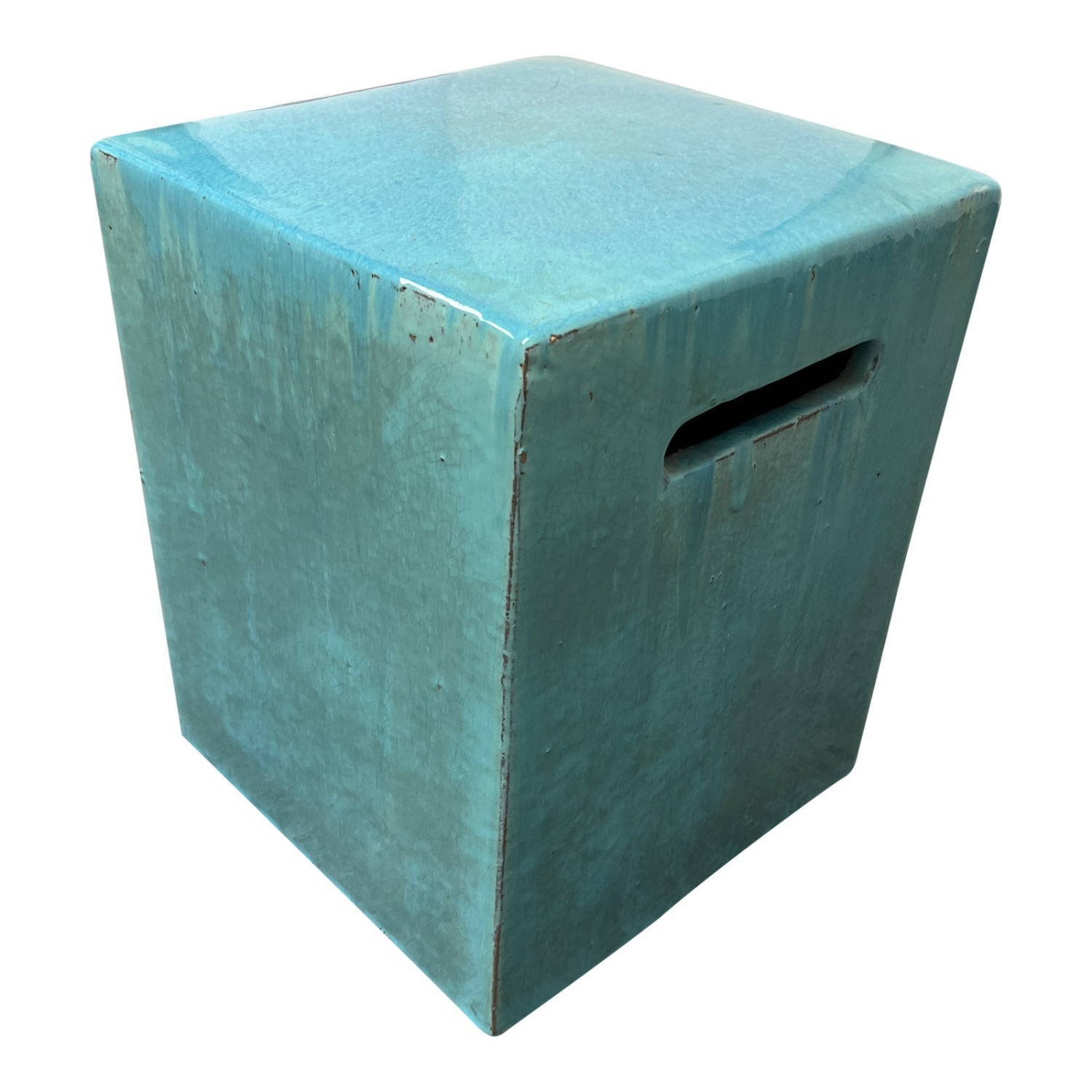 Crate & Barrel Carilo Turquoise Blue Garden Stool - image-2