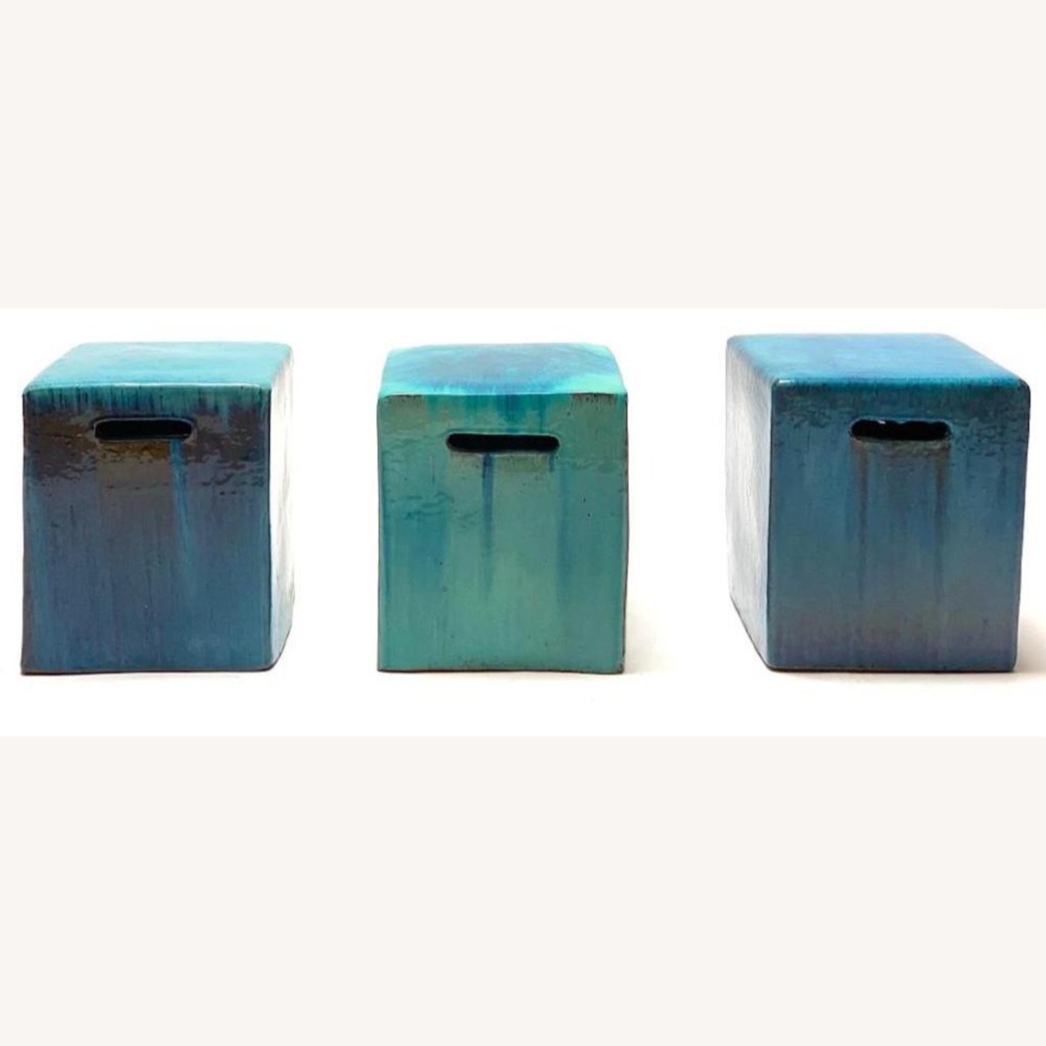 Crate & Barrel Carilo Turquoise Blue Garden Stool - image-3