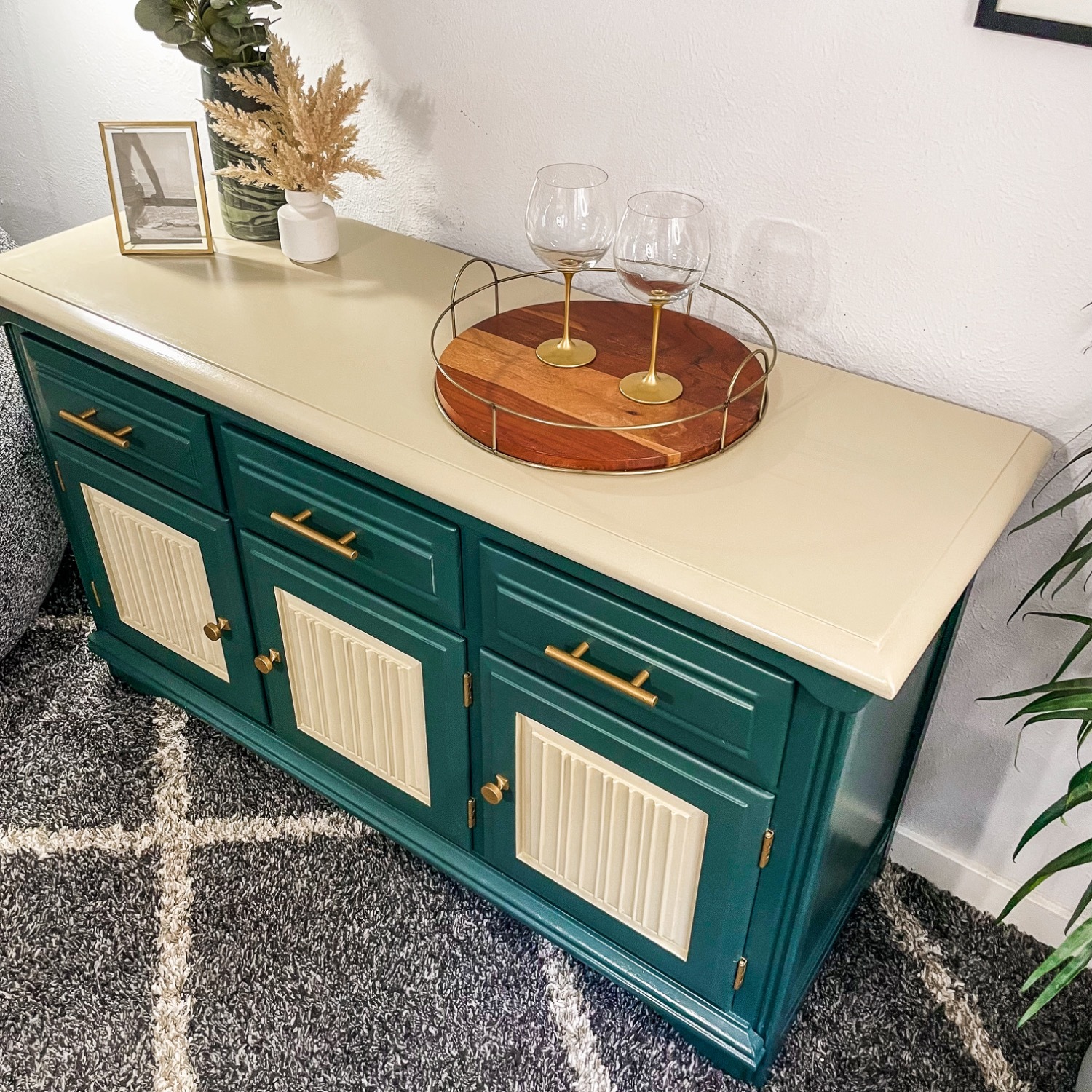 Elegant Green and Cream Sideboard - image-7