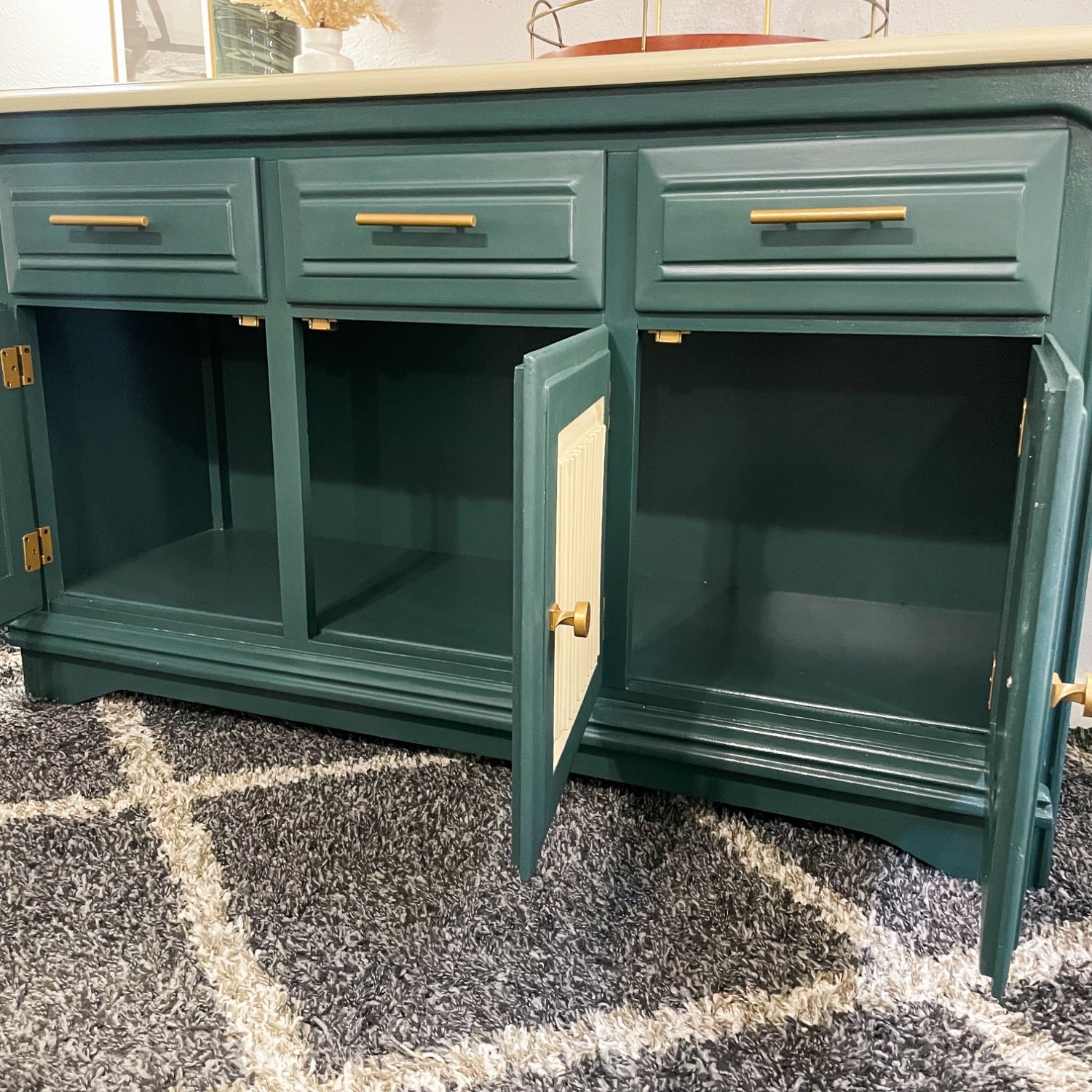 Elegant Green and Cream Sideboard - image-6