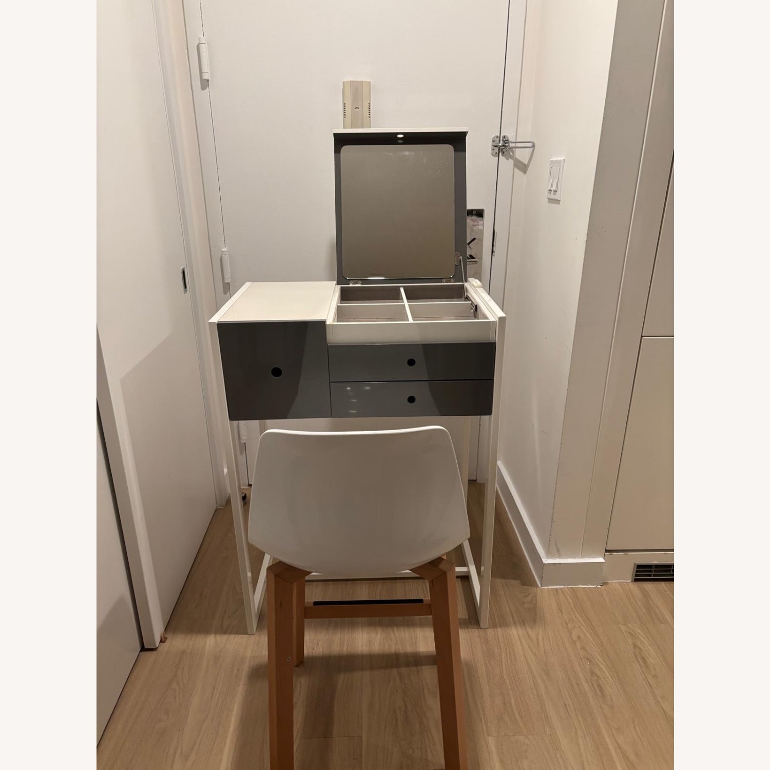 CB2 Makeup Vanity with Storage & Mirror - image-8