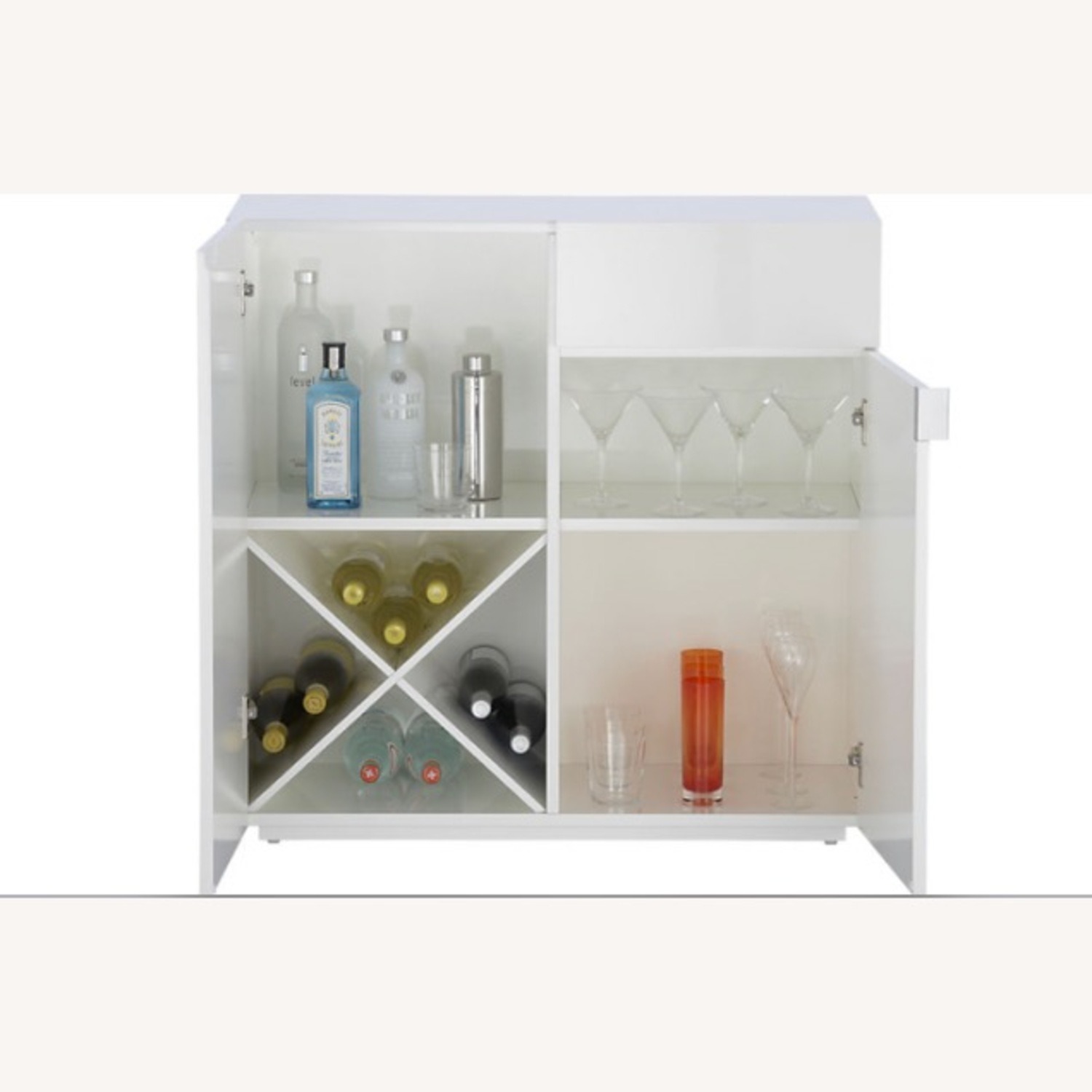 CB2 Swig White Lacquer Bar Cabinet - image-2
