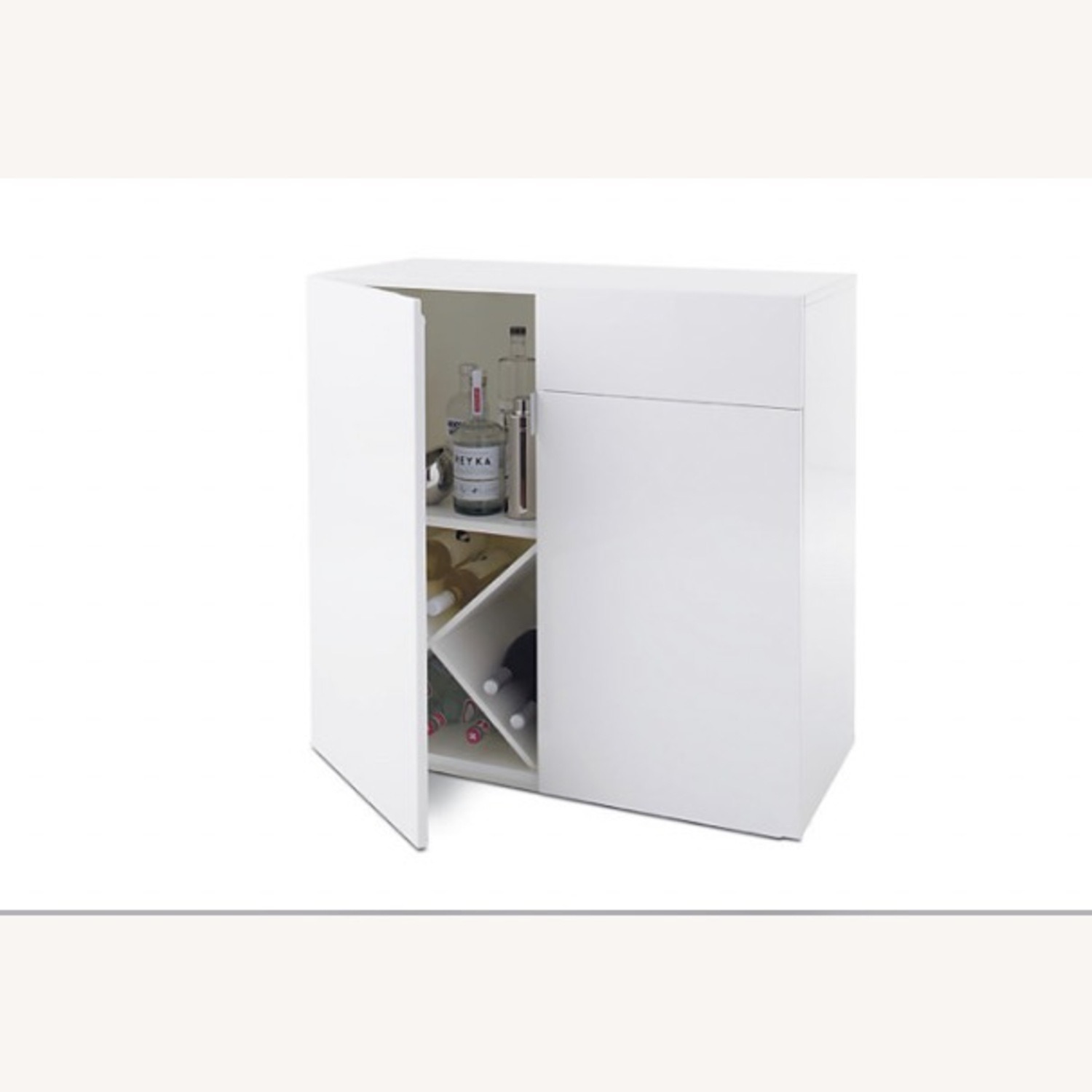CB2 Swig White Lacquer Bar Cabinet - image-1