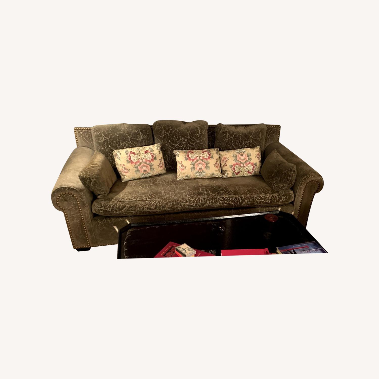 Upholstered Velvet Green Couch - image-0