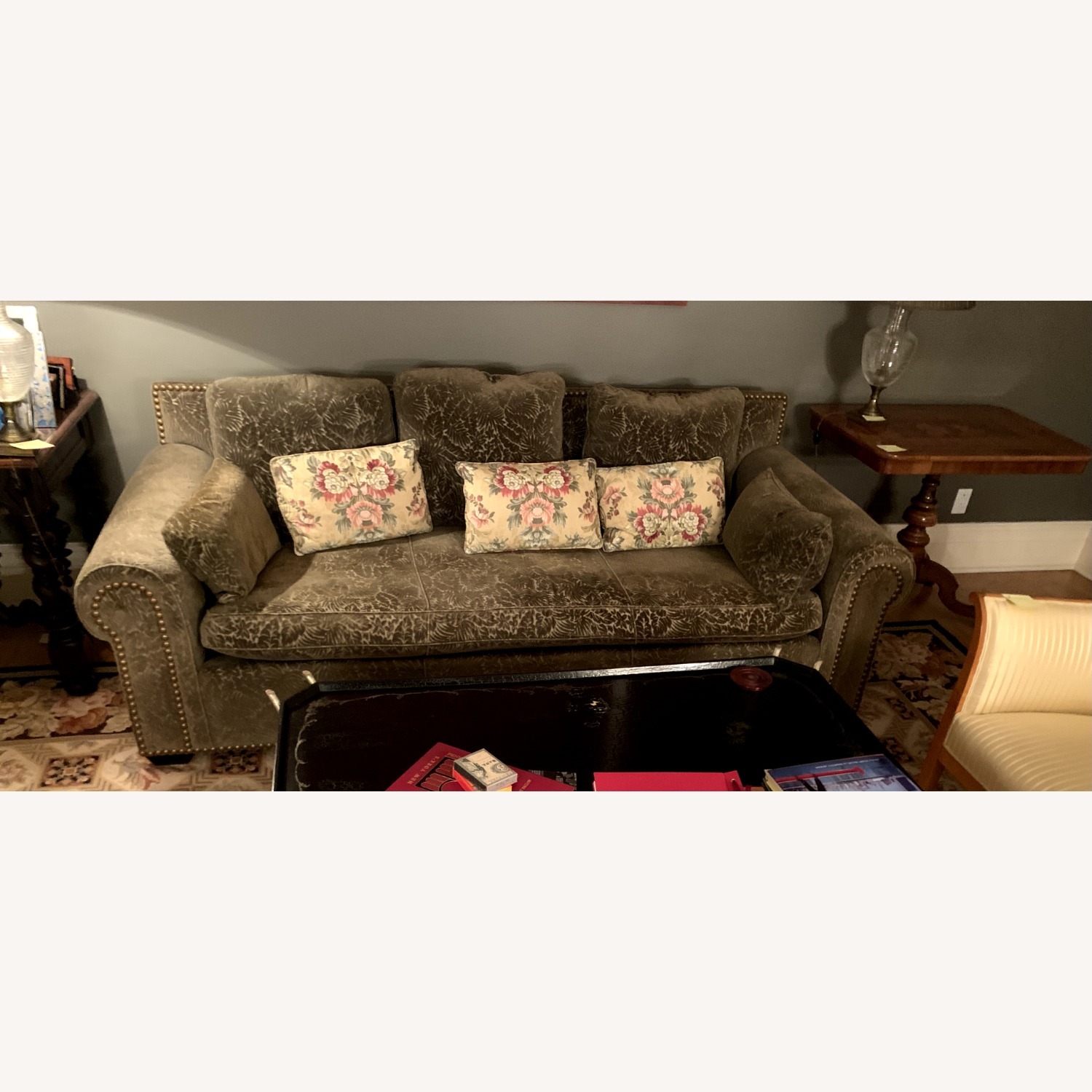 Upholstered Velvet Green Couch - image-3