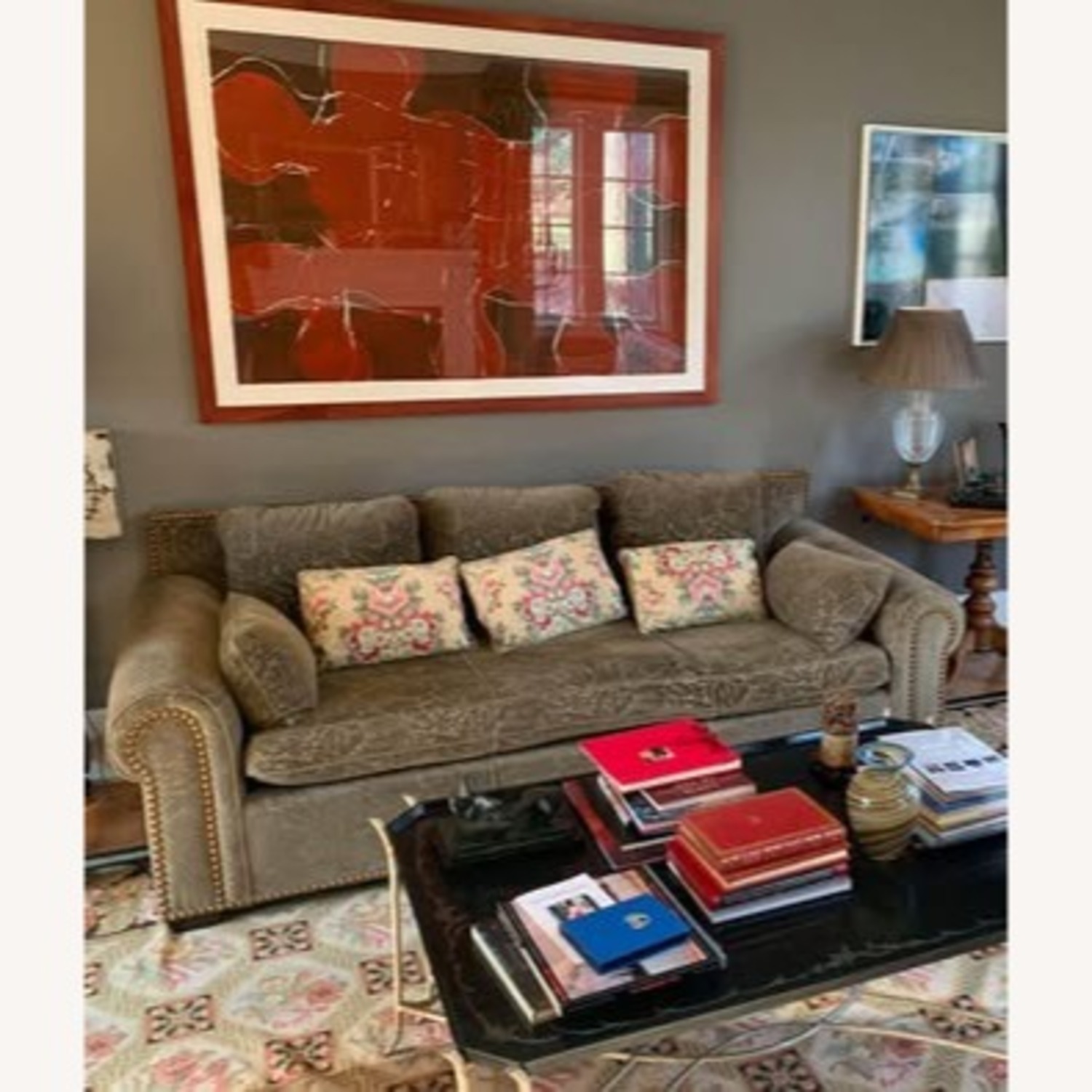 Upholstered Velvet Green Couch - image-1