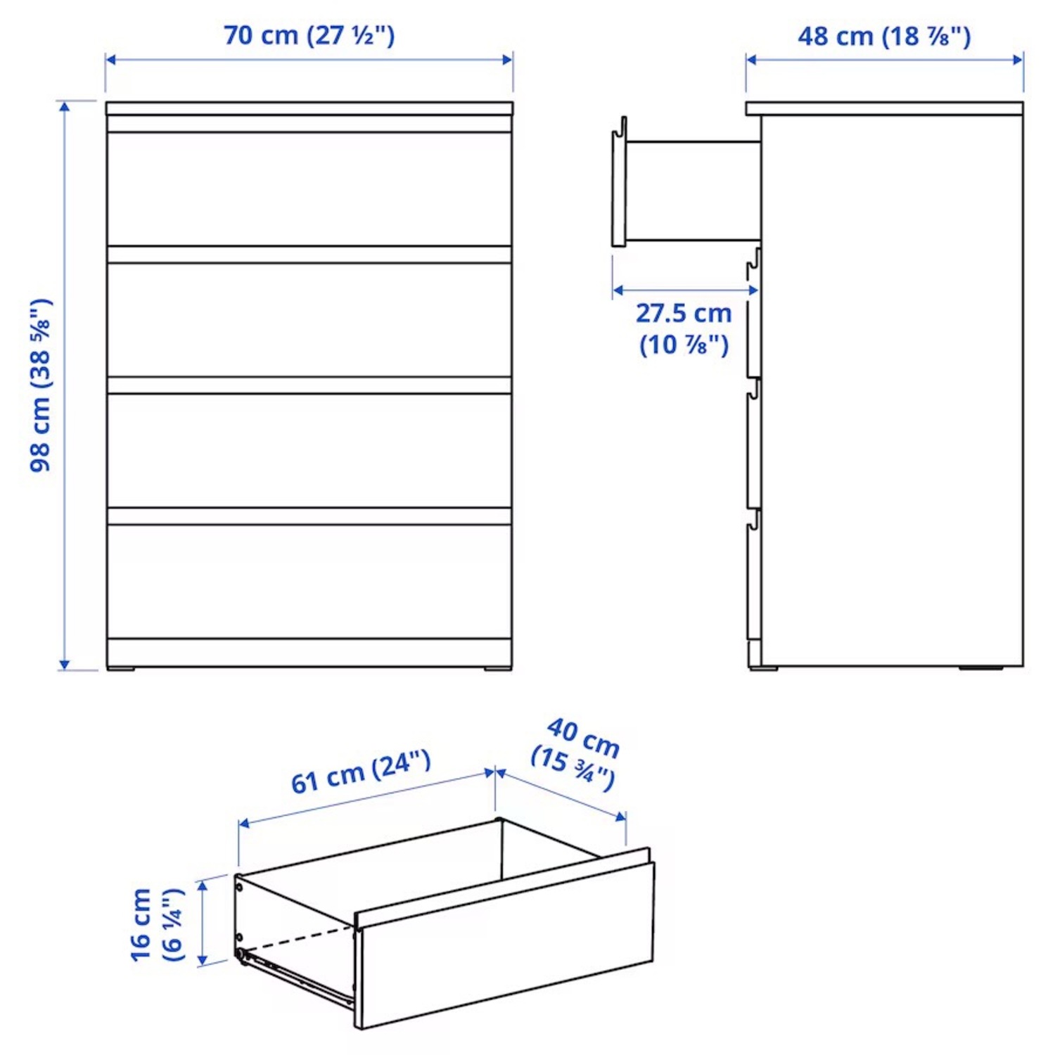 IKEA MALM 4 Drawers Chest - image-2