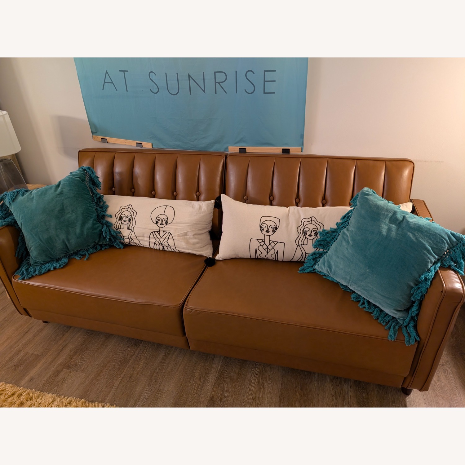 Sand & Stable Faux Leather Convertible Sofa - image-1