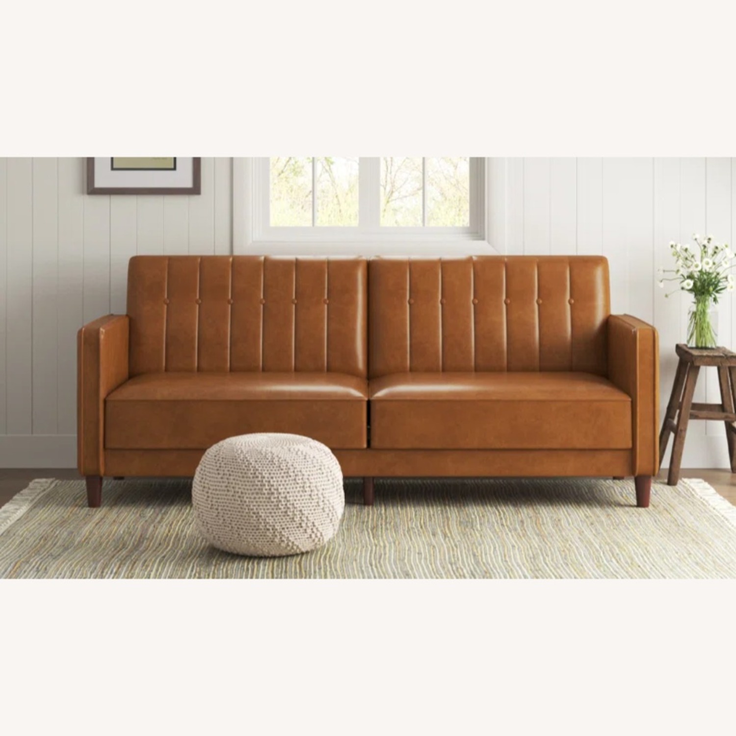 Sand & Stable Faux Leather Convertible Sofa - image-4